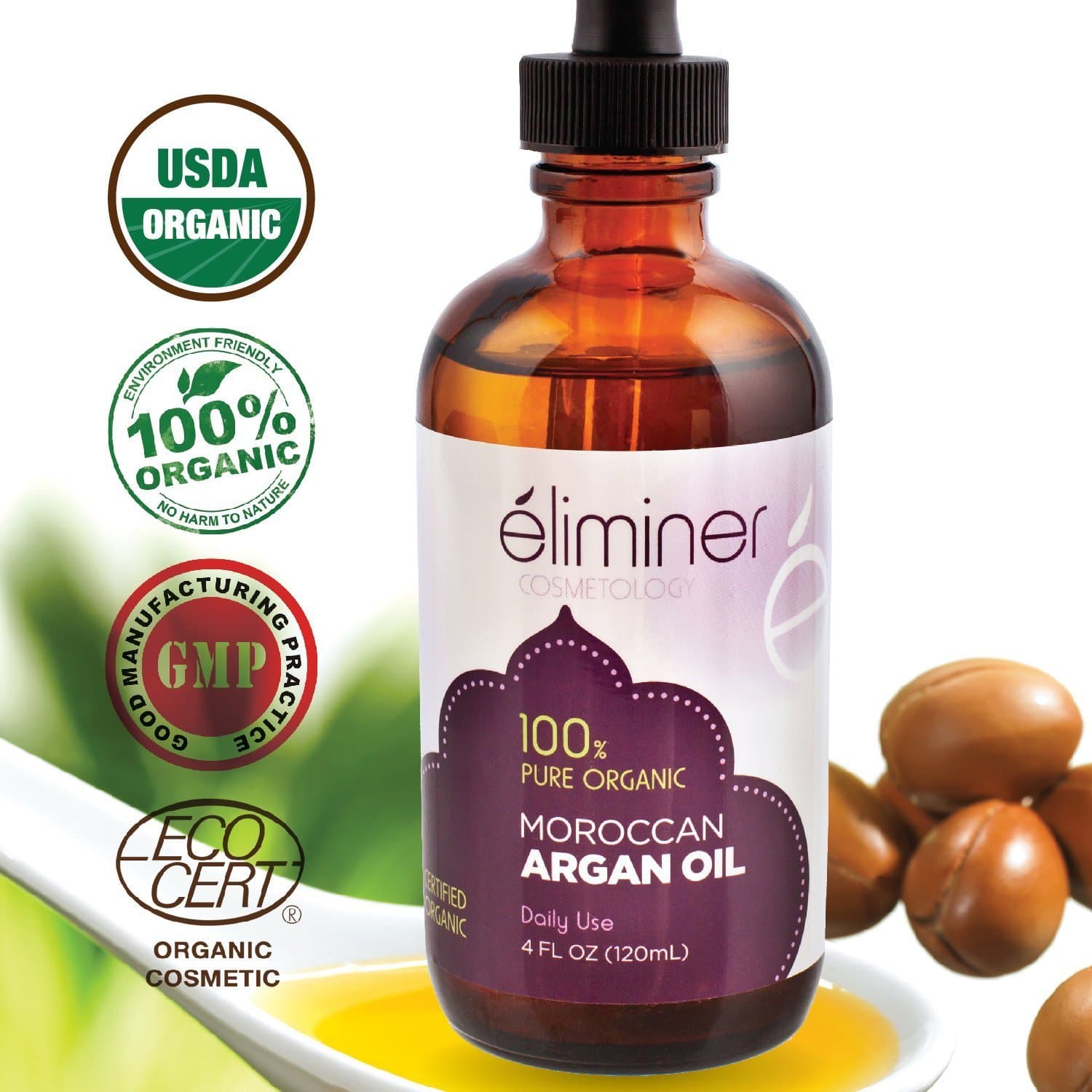 100% Pure USDA Certified Organic Moroccan Argan Oil For Hair, Face, Skin, Nails, Acne scar, Lips, Dry Scalp, Split Ends, Cuticles, Stretch Marks, Beard, Body & best Moisturizer for Dry Skin 2oz / 60mL