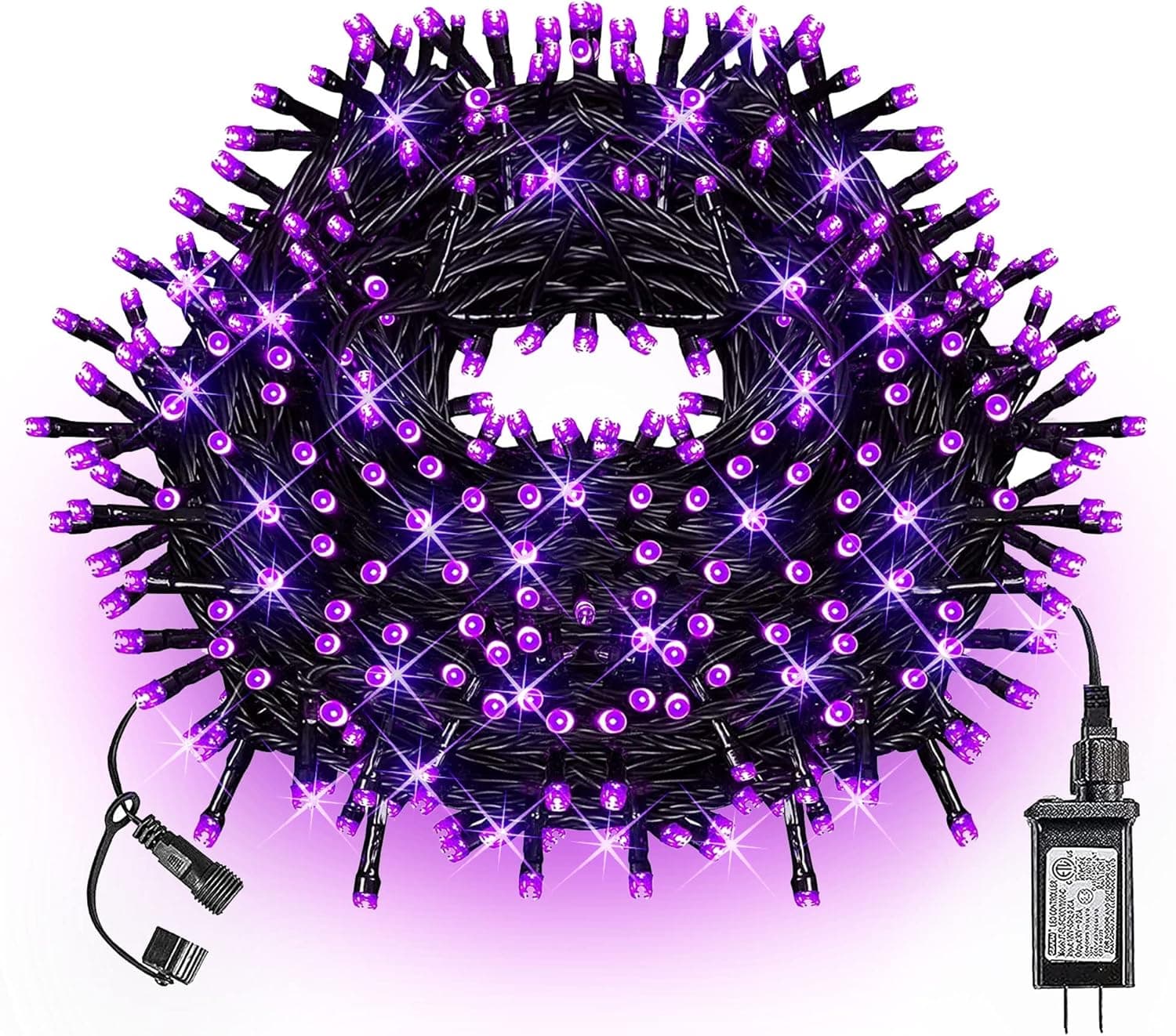 FUNPENY 240 LED Christmas String Lights, 78 FT Waterproof Black Wire Fairy Lights Plug in, 8 Lighting Modes Christmas Lights Decorations for Indoor Outdoor Garden Party (Purple)