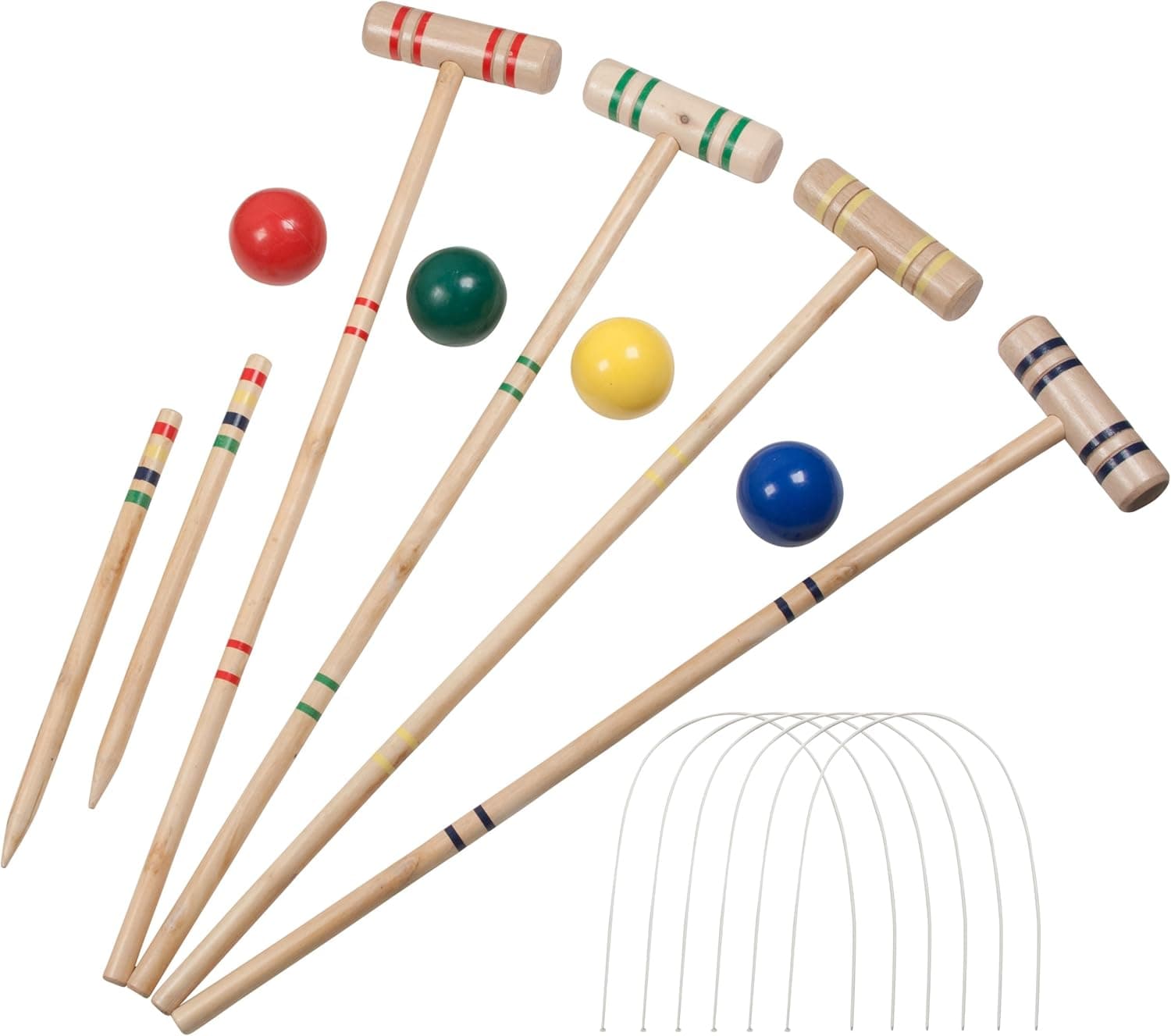 Croquet Time Wooden Outdoors Croquet Set Contains Mallets, Balls, Wickets, Stakes (Pack of 4)