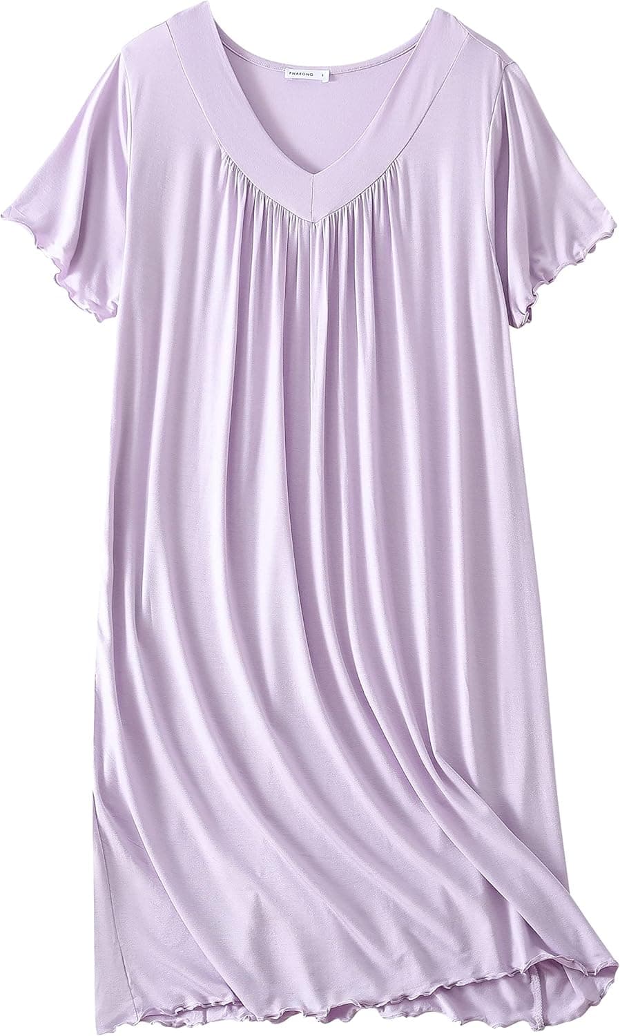 PNAEONG Women's Nightgown Comfy Sleepwear Pleated Nightshirt Short Sleeves Flare Nightdress