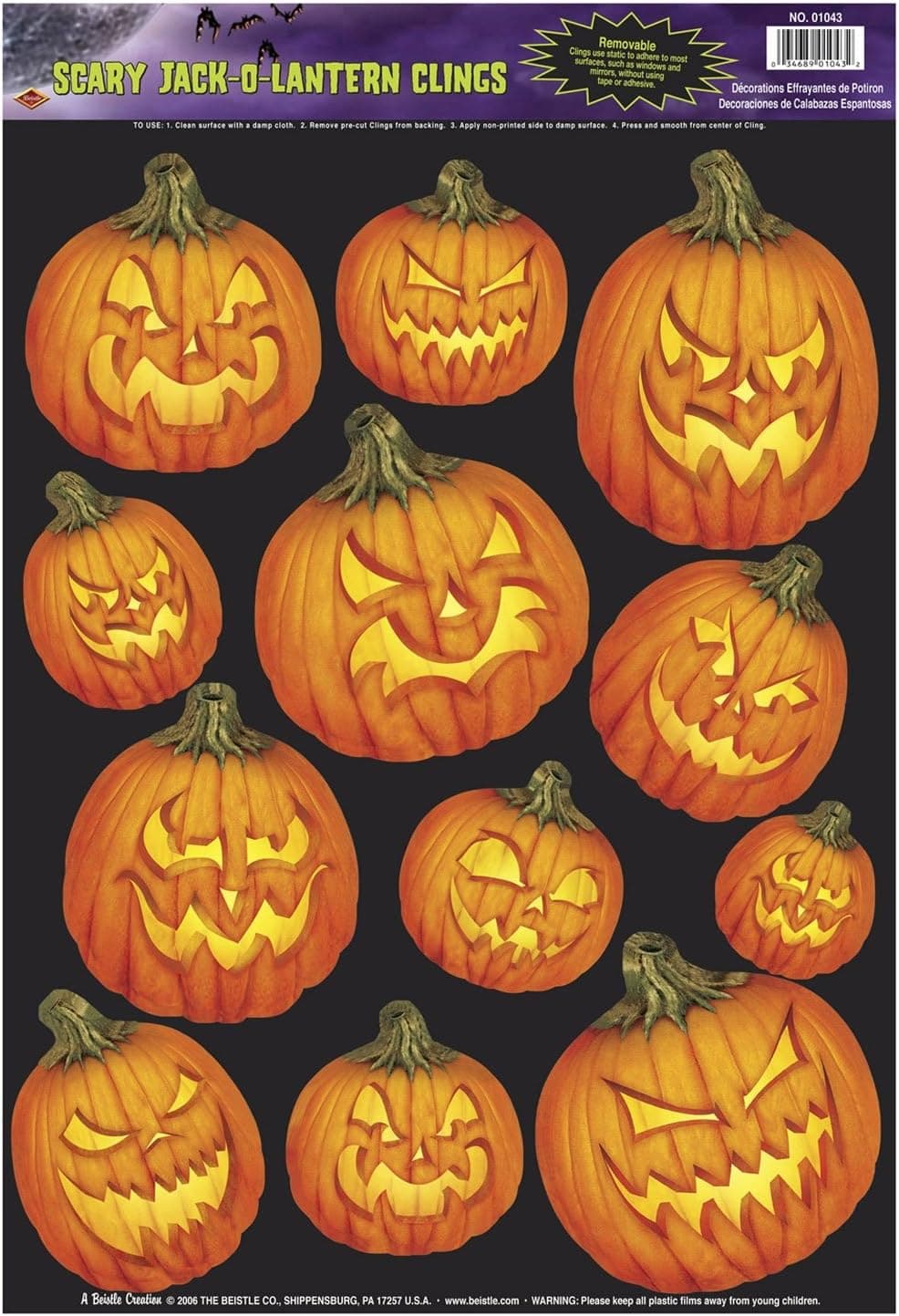 Scary J-O-L Clings Party Accessory (1 count) (12/Sh)