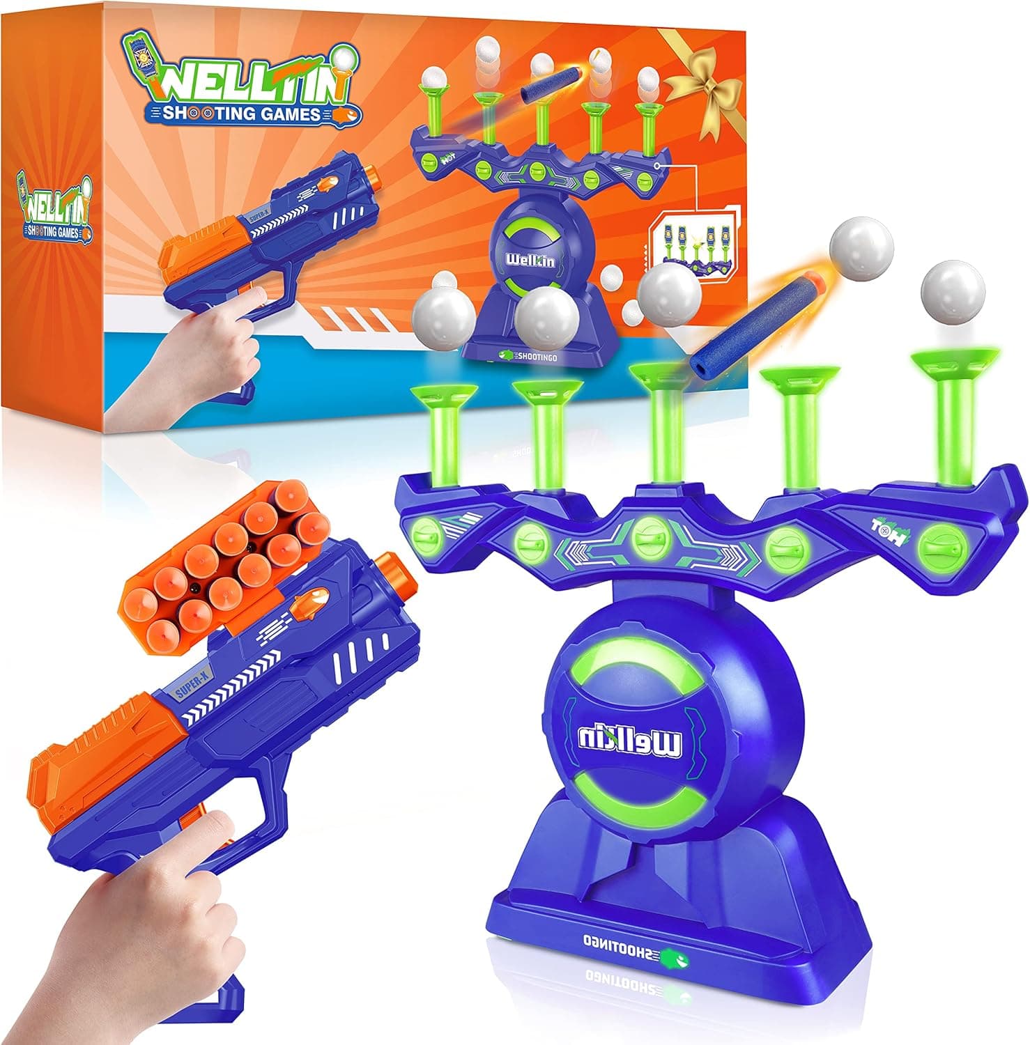 Welltin Hover Target Shooting Toys STEM Toys Gifts for 6-18 Year Old Boys Girls, Exclusively Designed Toy Pistol and 8 Foam Ball, 24 Nerf Bullet Birthday Present