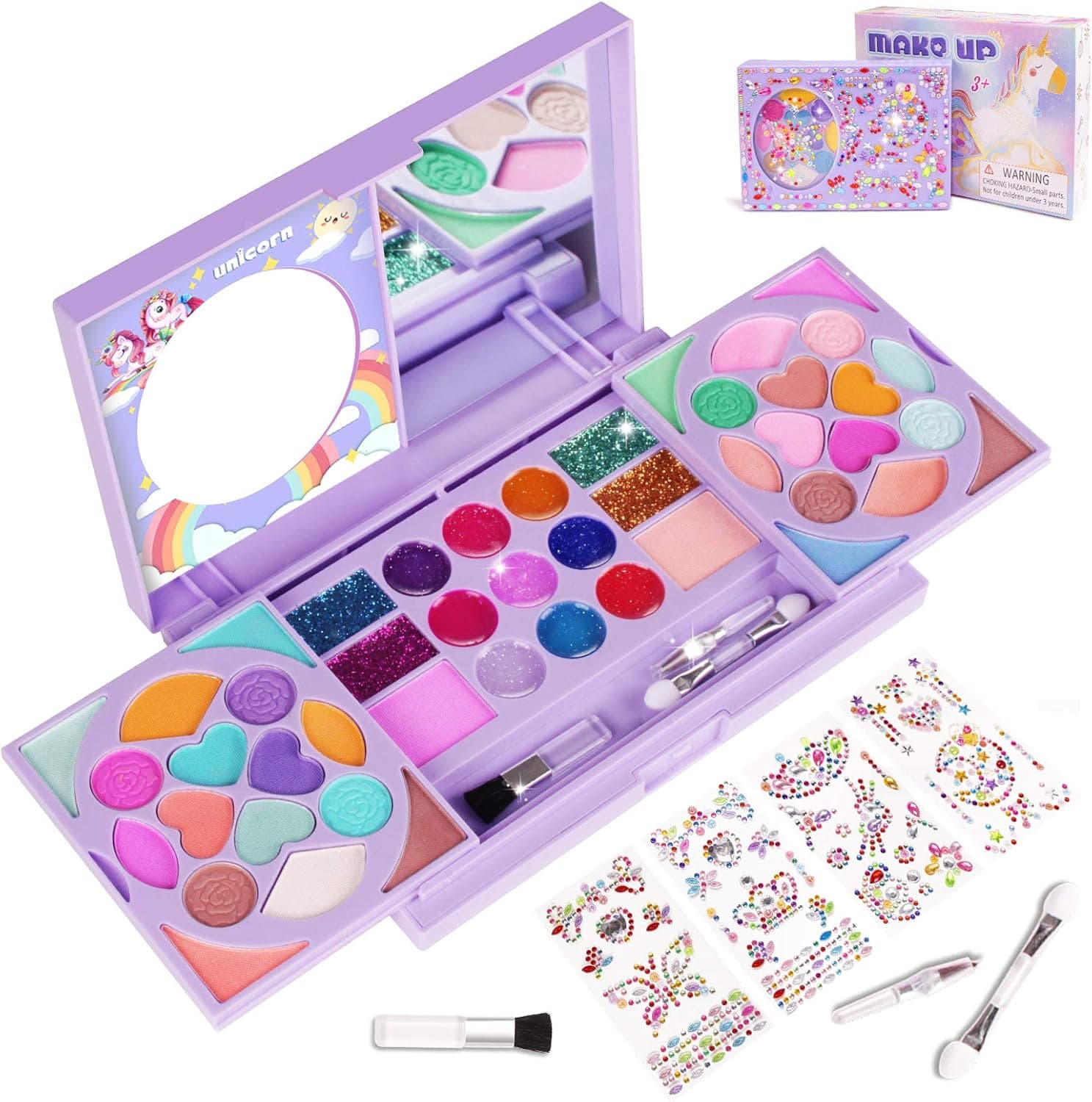 KIDCHEER Kids Makeup Kit for Girls Princess Real Washable Cosmetic 3+ Year Old Girl Birthday Gifts Pretend Play Toys for Girls 8-10 with Mirror - Non Toxic