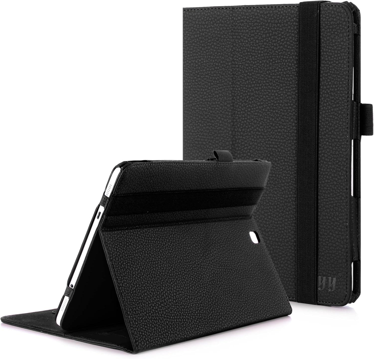 FYY Case for Samsung Galaxy Tab S2 9.7 - Premium Leather Case Stand Cover with Card Slots, Note Holder, Elastic Strap for Samsung Galaxy Tab S2 9.7" Black (with Auto Wake/Sleep)