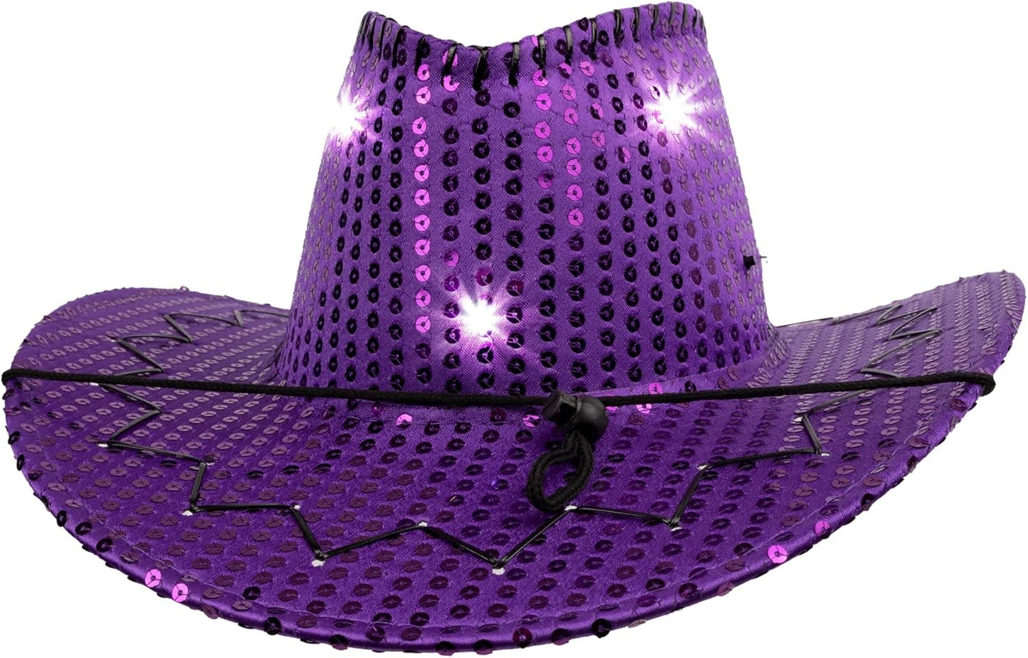 Windy City Novelties - LED Purple Sequin Cowboy Hat | Mardi Gras Party Supplies Events Birthdays Weddings Birthdays Raves EDM Concerts Mardi Gras Costumes Glow Party