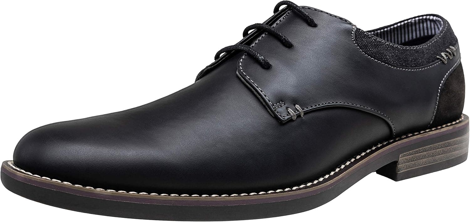 Jousen Mens Dress Shoes Retro Plain Toe Business Casual Oxfords Dress Shoes for Men
