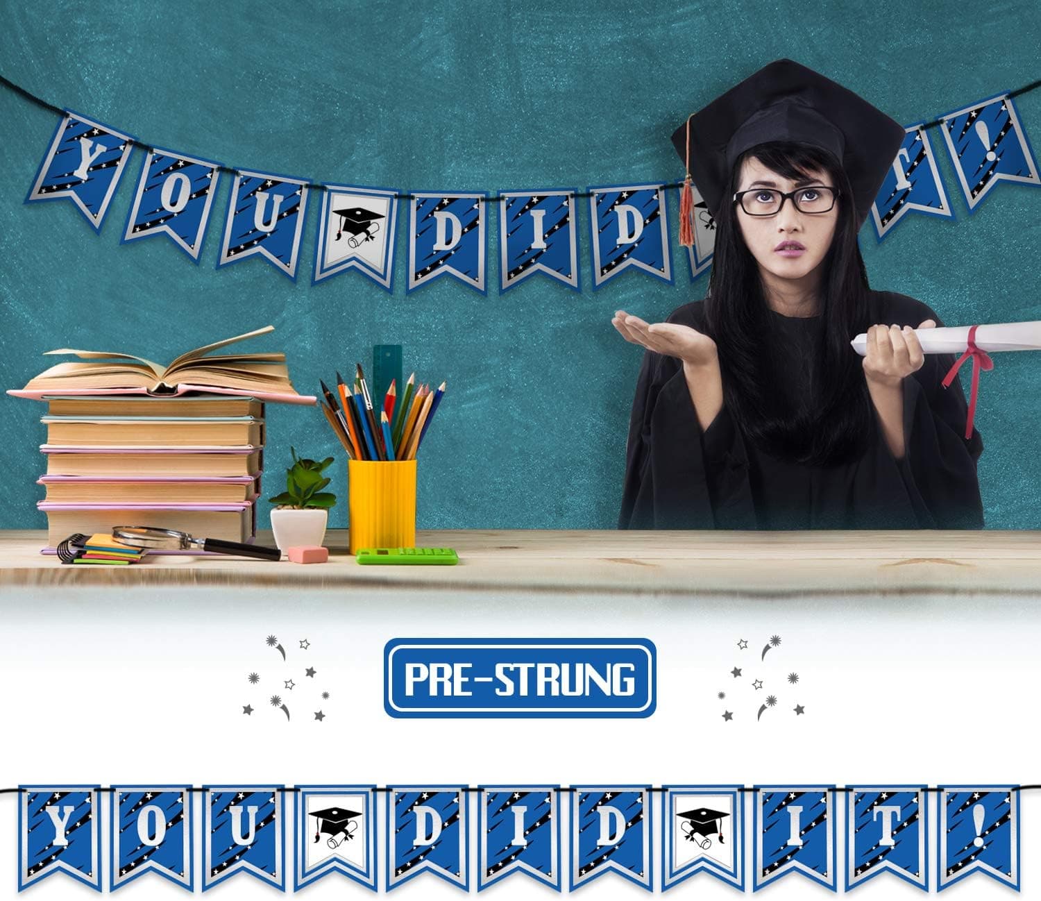PAKBOOM You Did It 2021 Grad Banner Graduation Decorations Perfect for High School College Graduate Party Decor Supplies