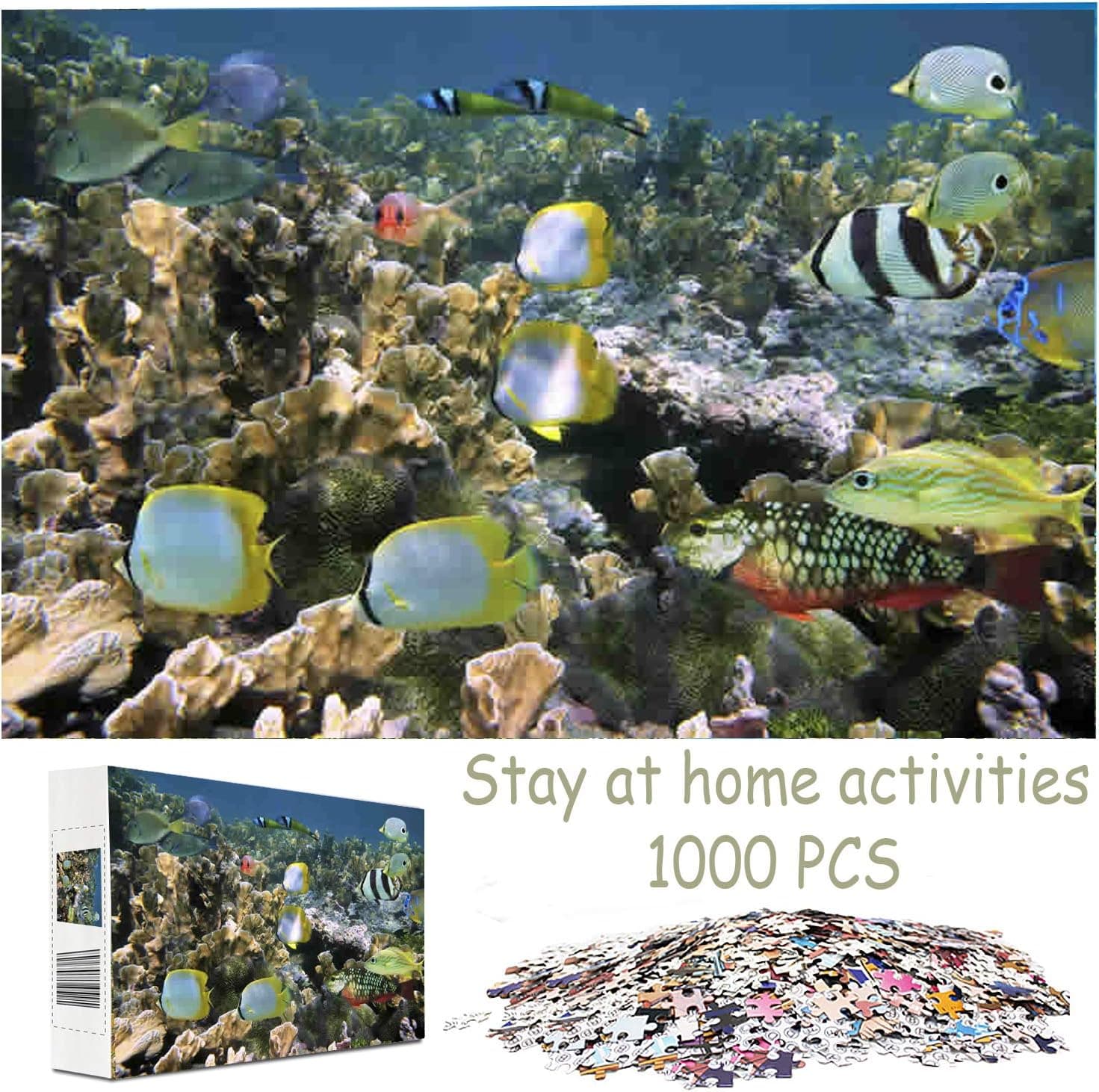 Funnlot Jigsaw Puzzles 1000 Pieces for Adults Stay at Home Activity Water Animal Sea Large Puzzle Family Game Artwork for Kids Teen