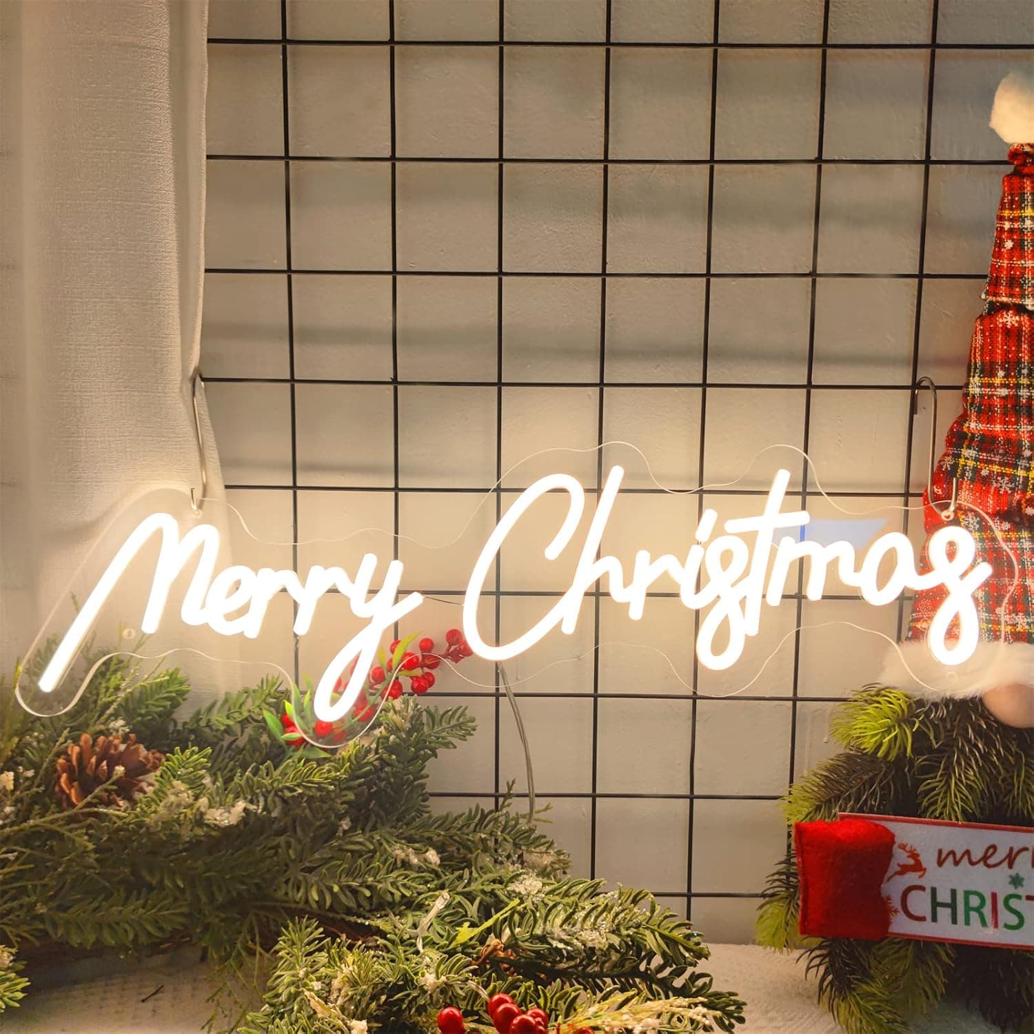 Large Size 24inch Merry Christmas Neon Sign Custom,Christmas Neon Sign Light Decor, Office Living Room Neon Sign Wall Art Neon Sign Wall Decor Christmas Gift,Warmwhite