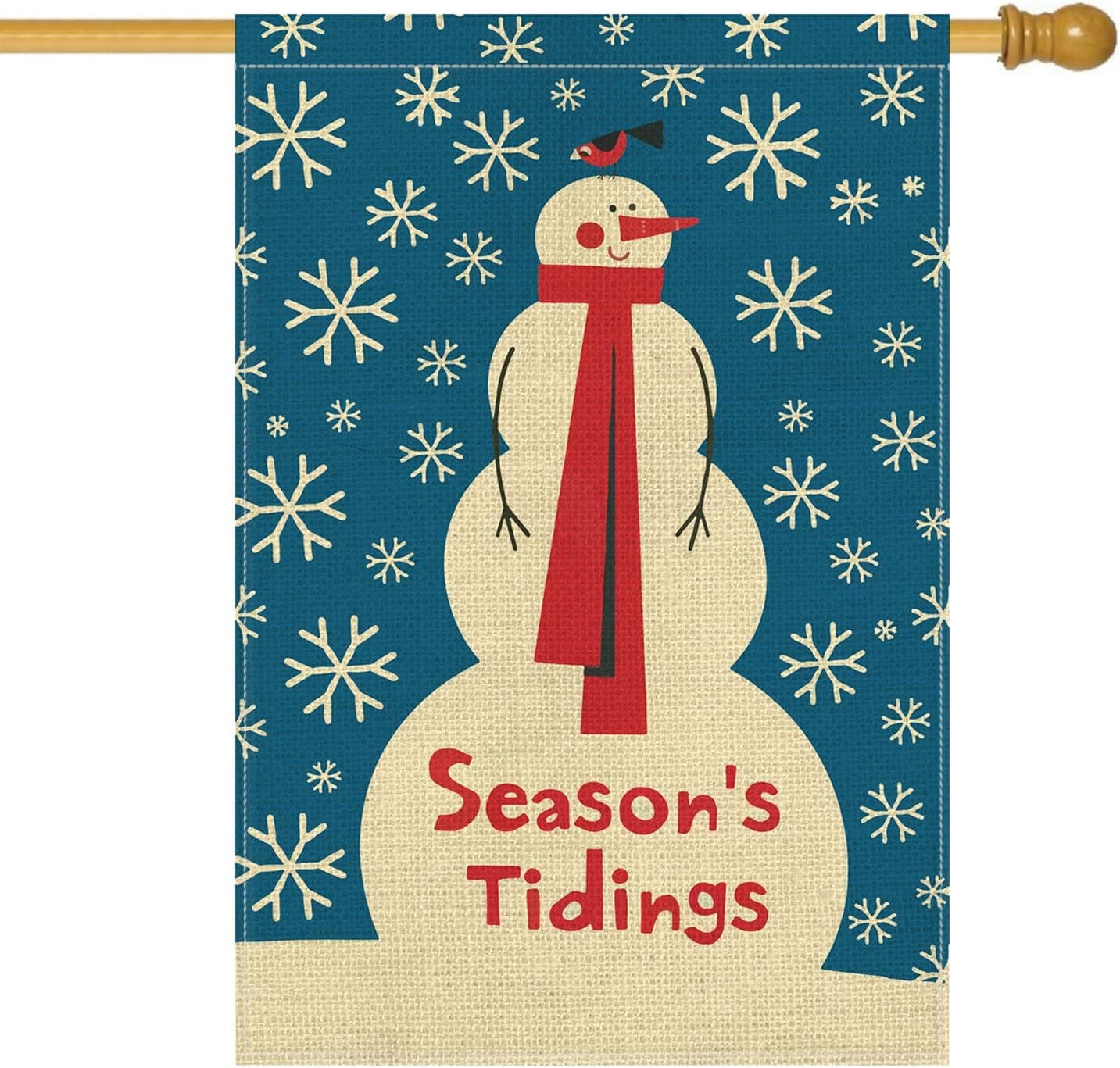 AVOIN Season's Tidings Snowman House Flag Vertical Double Sized, Winter Holiday Christmas Snowflake Yard Outdoor Decoration 28 x 40 Inch