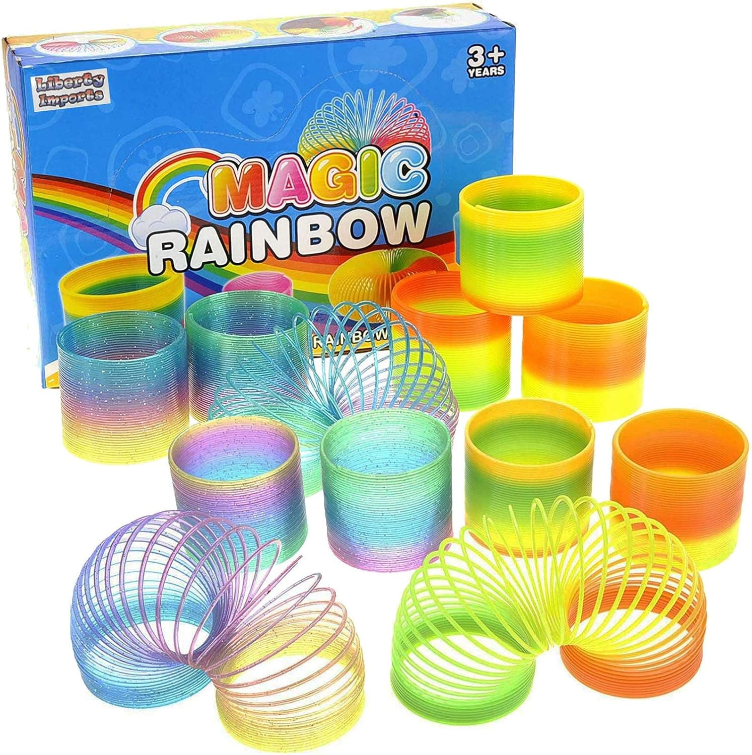 12 Pack Magic Rainbow Springs | Classic Novelty Colorful Rainbow Toy Assorted Bulk | Birthday Party Favors, Bag Fillers, Gift | Birthday Party Favors, Bag Fillers, Gift for Kids (1 Dozen) (2 Inches)