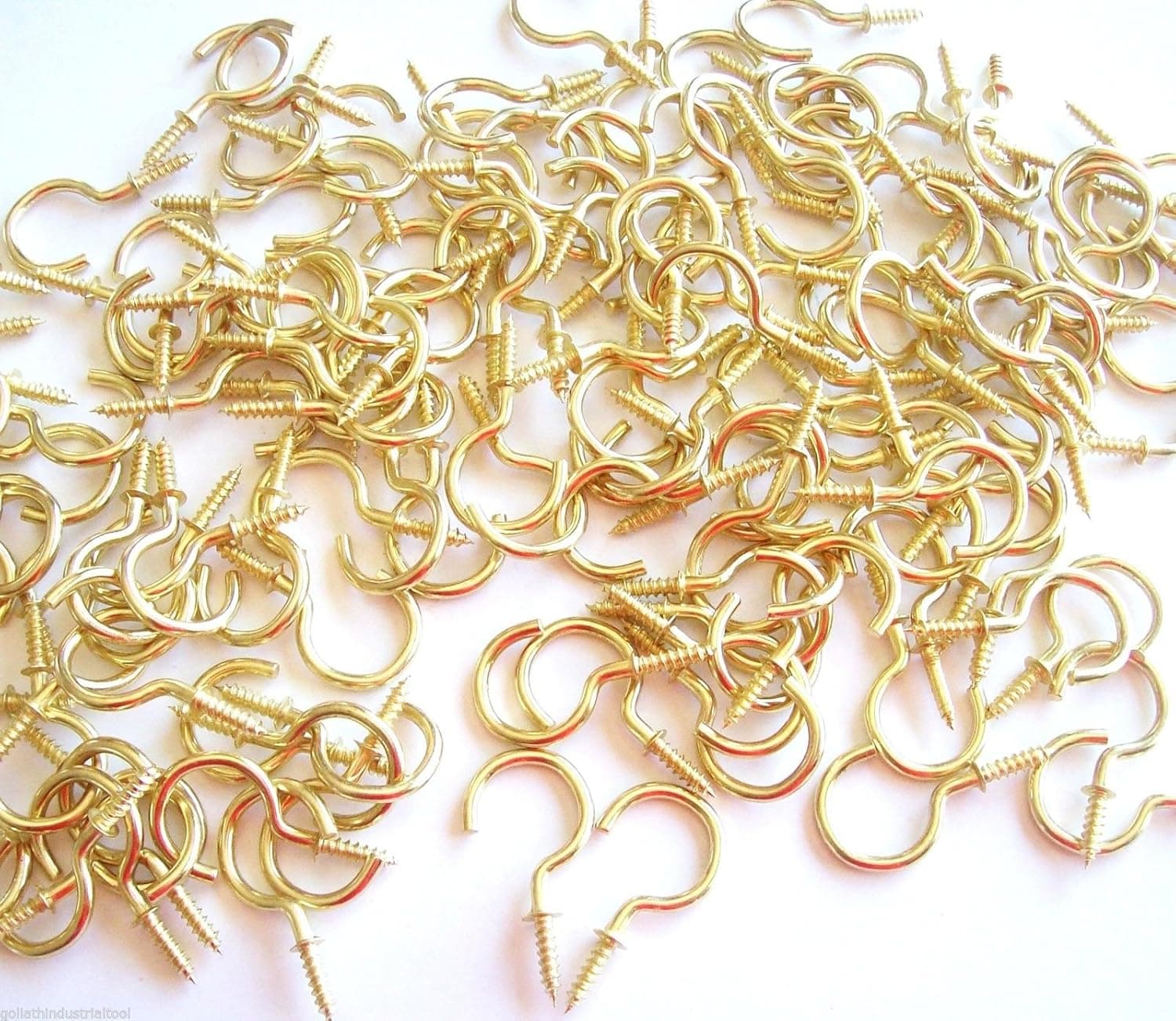 144 Goliath Brass 1" Cup Hooks CH10 Screw Plant Hanger Key Jewelry Holder