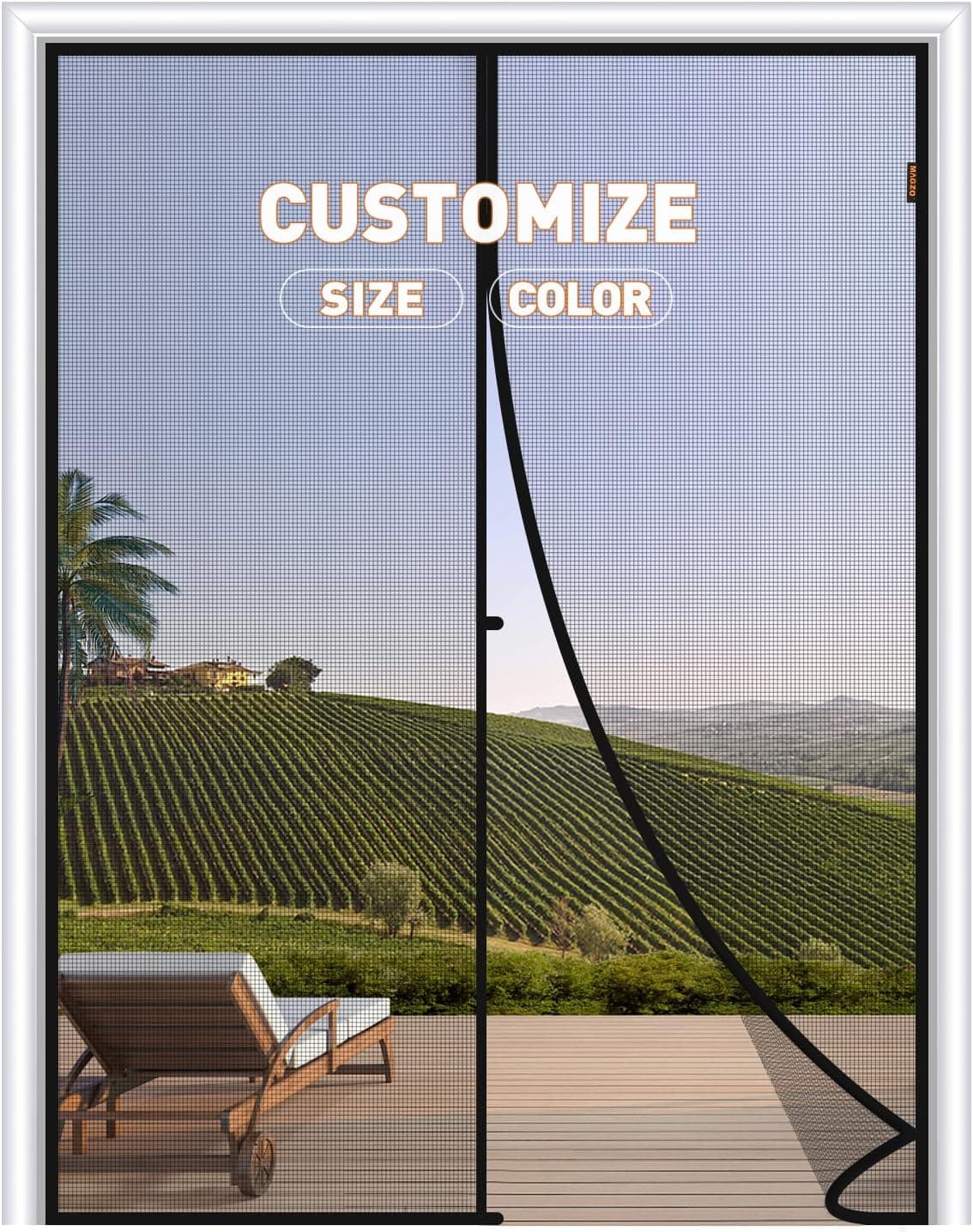 MAGZO Custom Magnetic Screen Door 80.01" - 90" Width, Durable Customized Fiberglass Magnets Door Mesh with Full Frame Hook&Loop for Large Door French Door