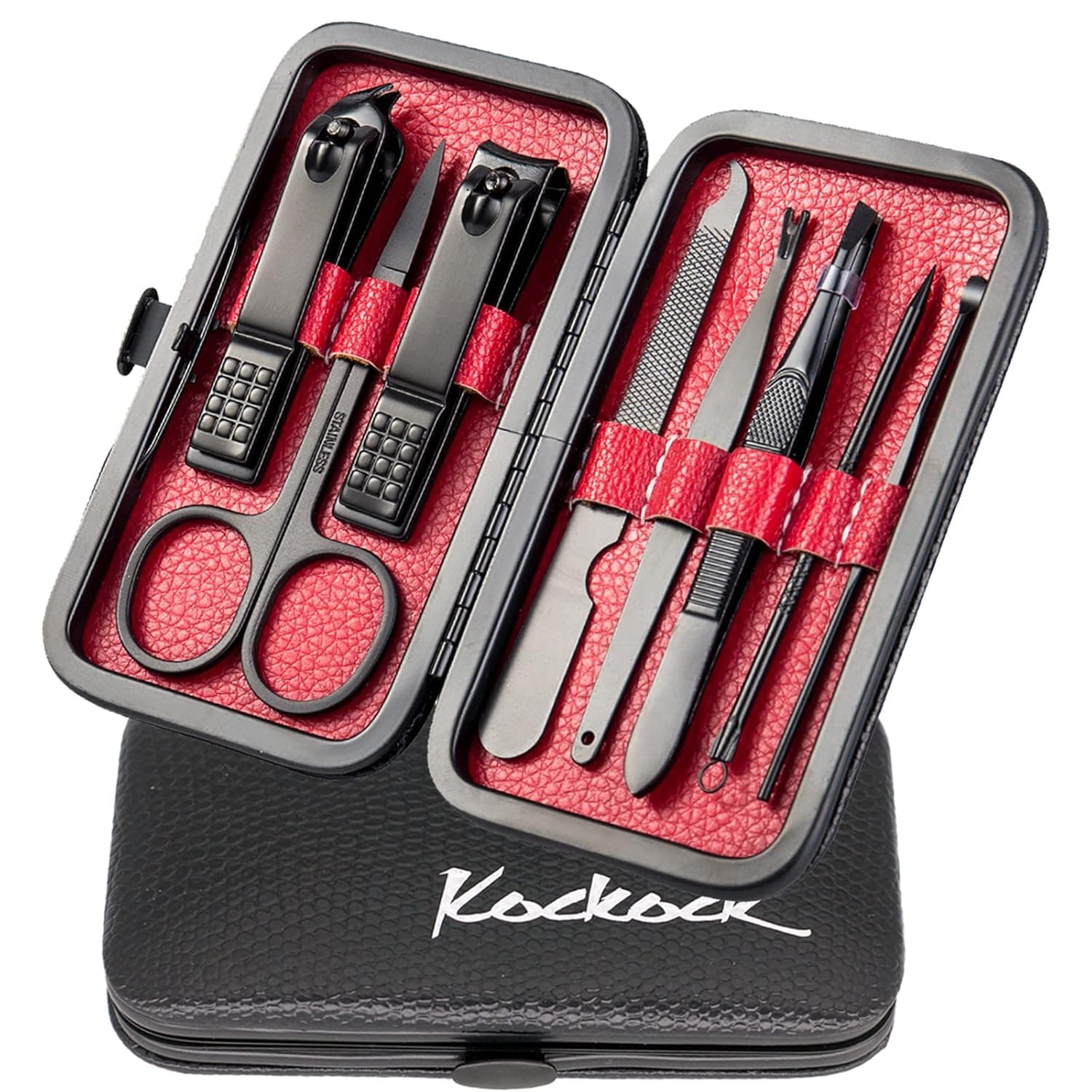 Manicure Set Personal Care Nail Clippers Kit 8 In 1 Stainless Steel Professional Pedicure Set Grooming kits Gift for Dady Men Husband Boyfriend Women with Luxurious Travel Case