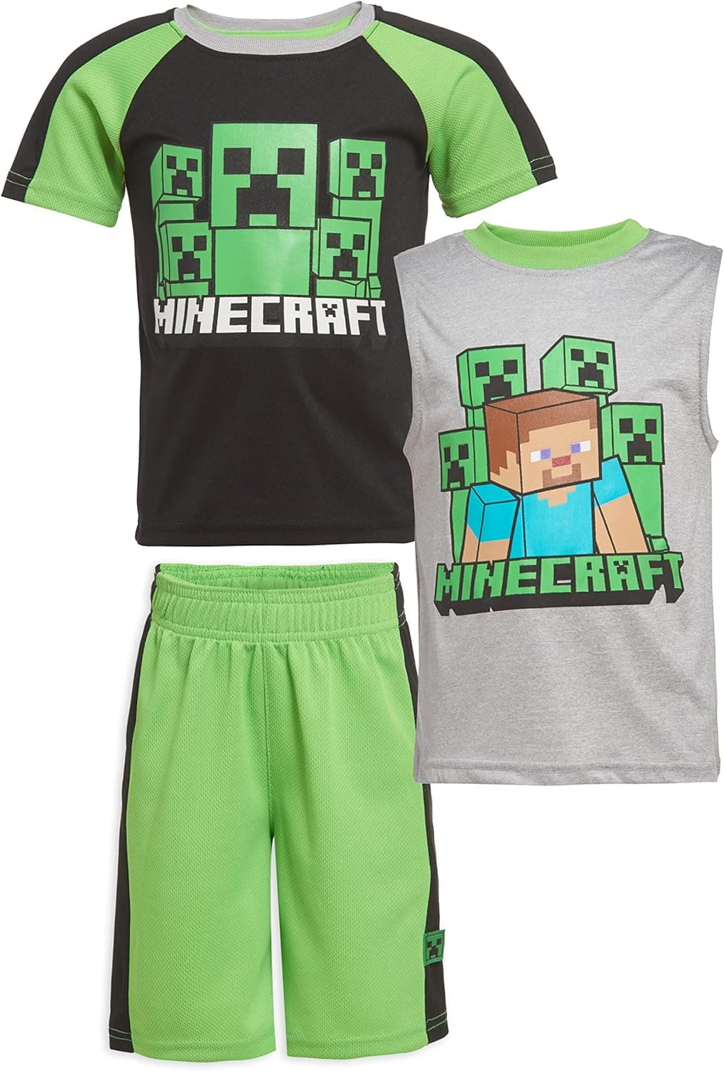 Minecraft Boys Creepers 3 Piece T-Shirt Tank Top Short Set