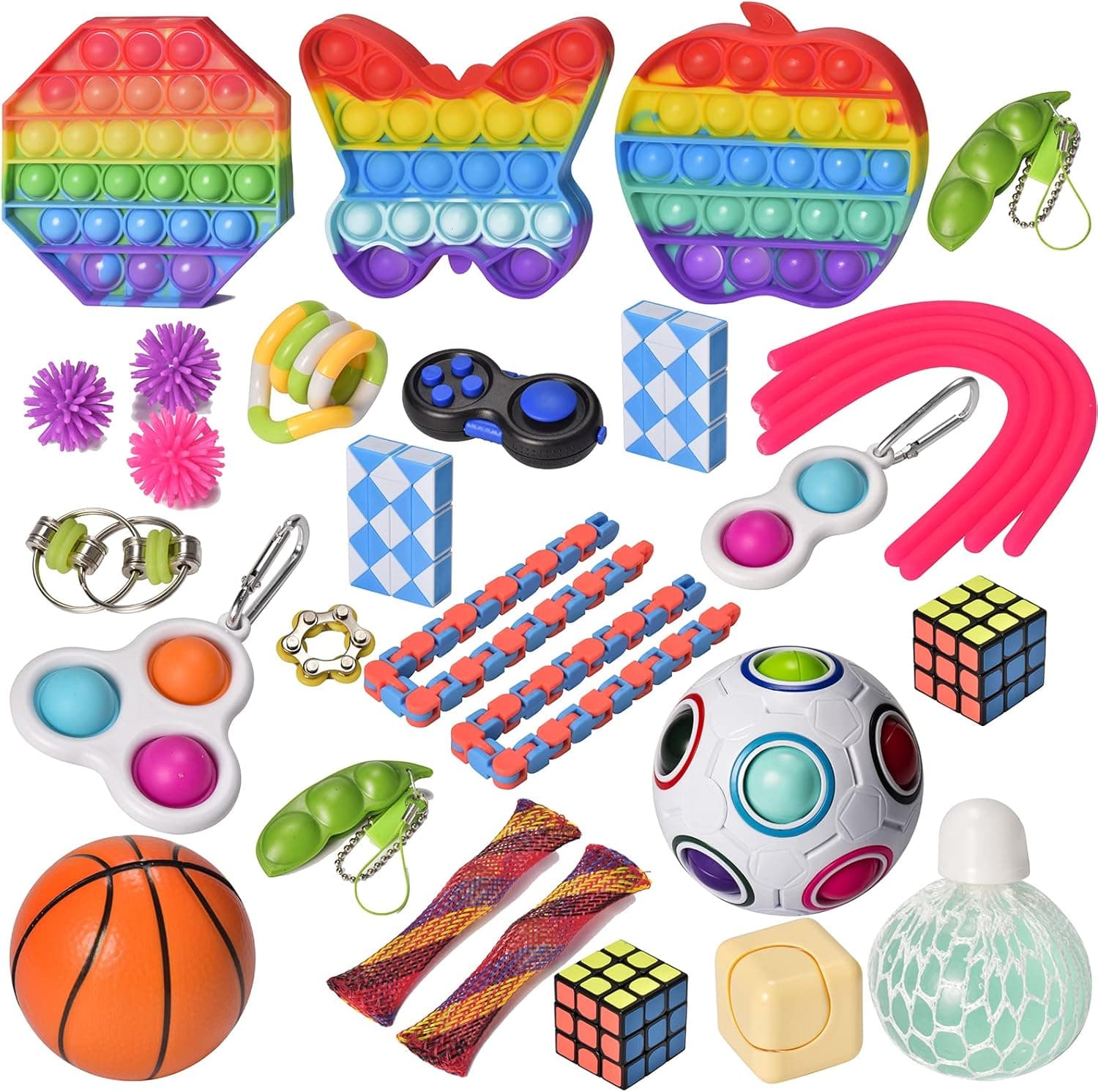 Ganowo Fidget Toys, Sensory Toys for Kids Teens Boys Girls Students, Fidget Packs for Birthday Party Favors, Stocking Stuffer, Classroom Rewards Prizes, Goodie Bag Fillers (Set of 30)