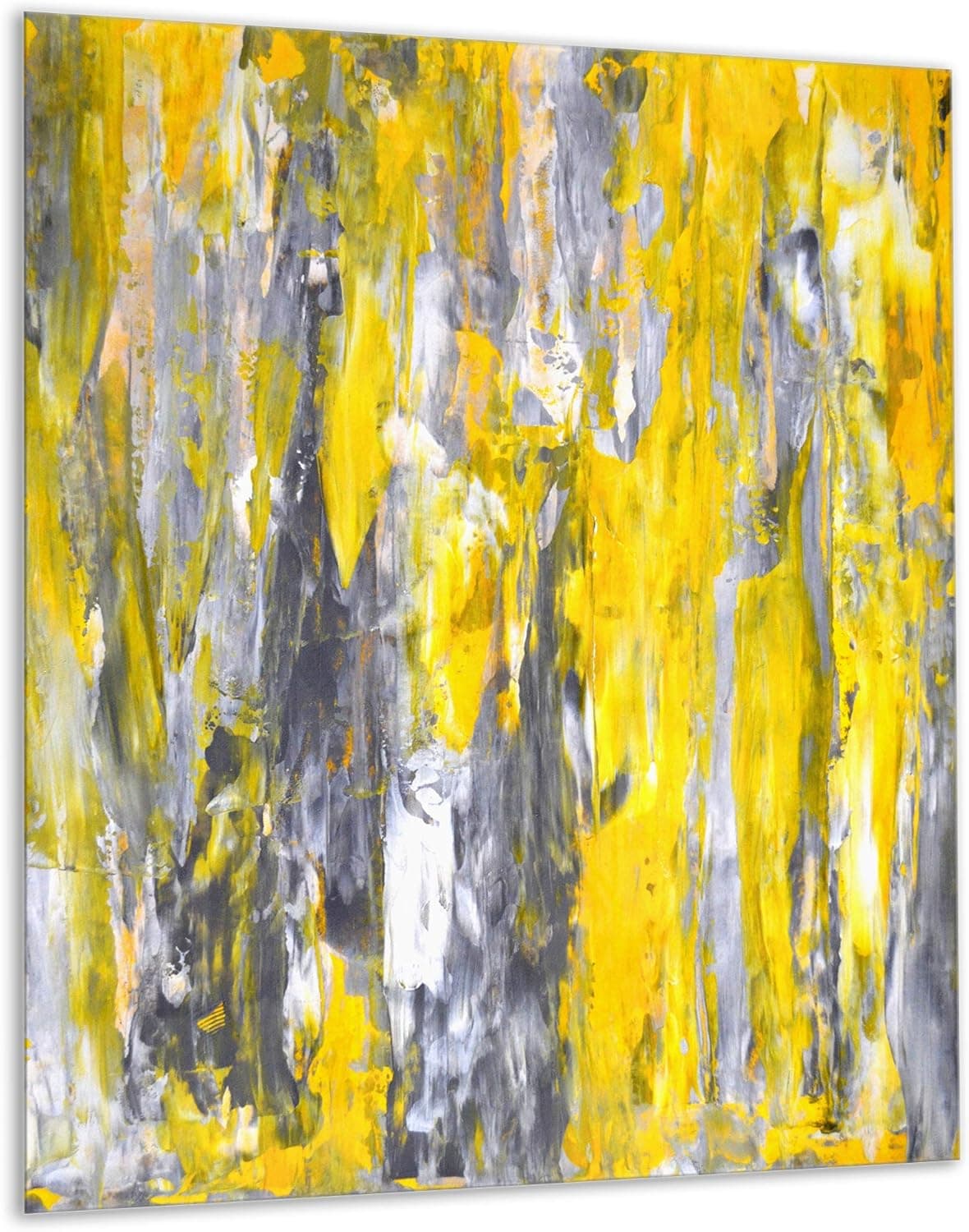 Designart Grey and Yellow Pattern-Abstract Metal Wall Art-MT6268-30x40, 40'' x 30'' x 1''