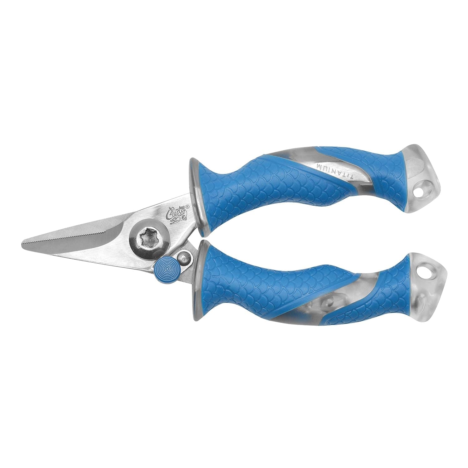 Cuda 5.25-Inch Titanium-Bonded Mini Snip Fishing Scissors with Internal Spring for Fluorocarbon, Braided & Mono Line, Blue (23028)