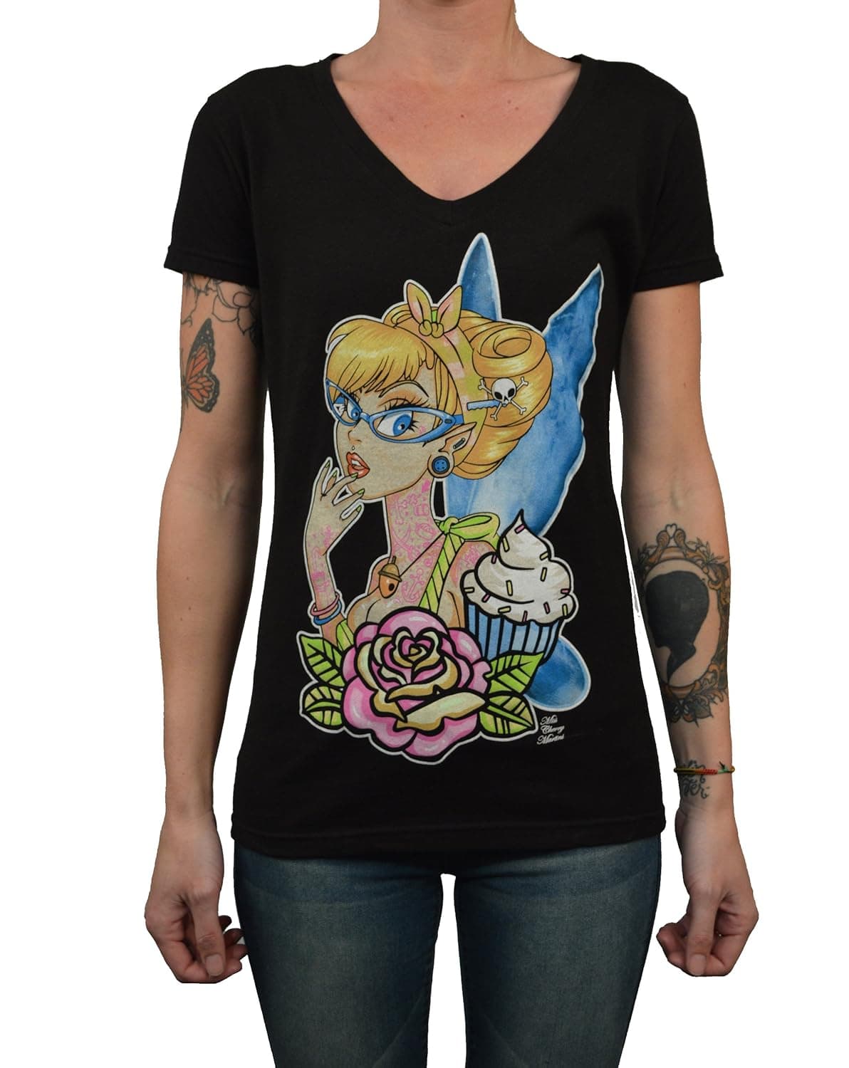 Women's Tattoo Fairy by Miss Cherry Martini Tinkerbell Tink Princess T-Shirt