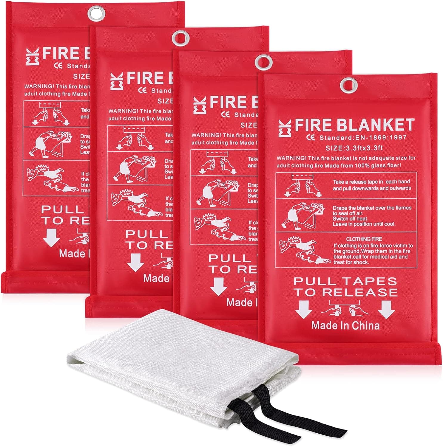 Fire Blanket for Home Kitchen Safety – Fiberglass Blankets Suspend Fire Flames Suspension Prepared for Kitchen School Fireplace Grill Car Garage House Warehouse Camp RV Safety Hero (2, 3.3ft x 3.3ft)