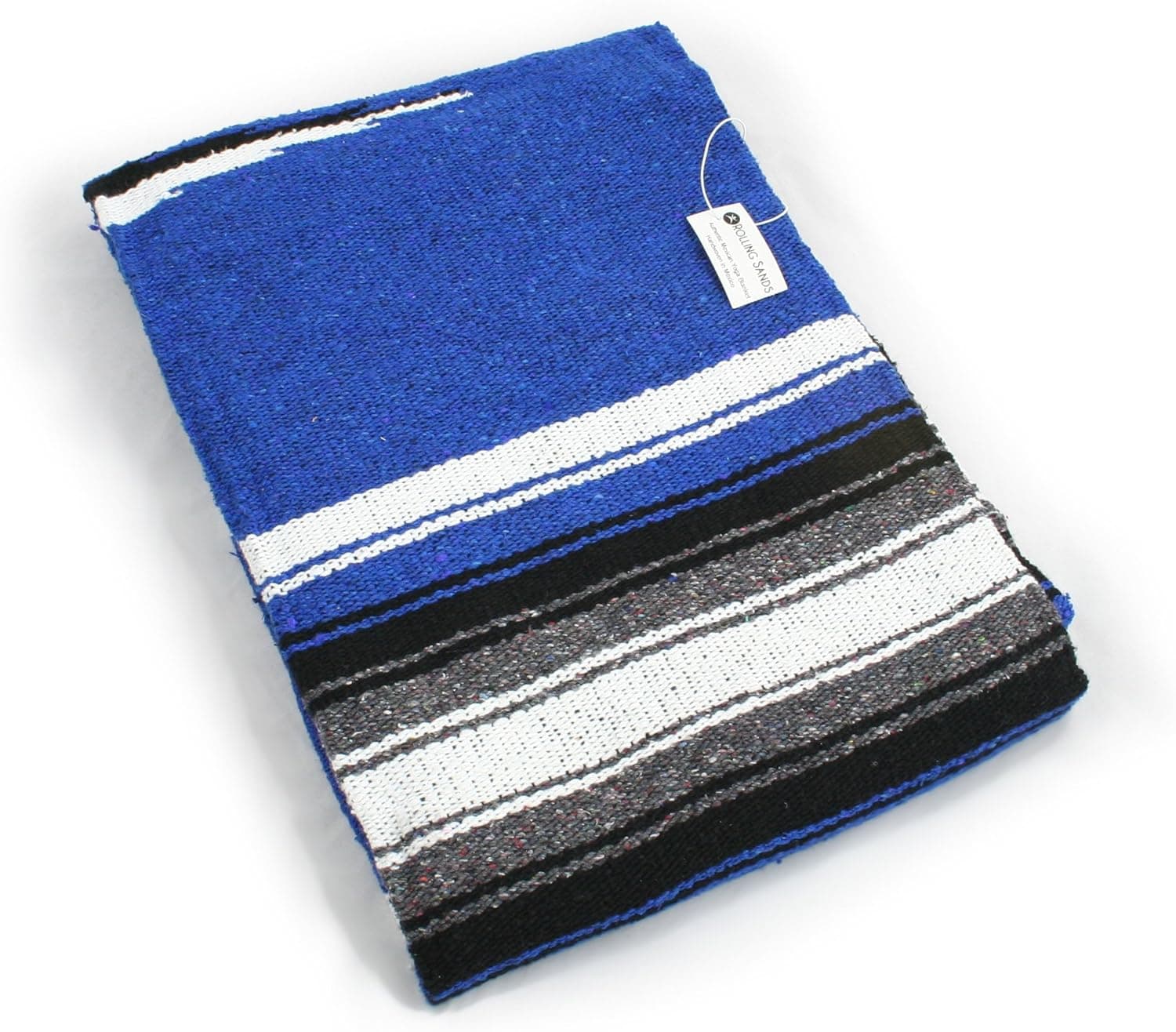 RollingSandsHarmony Hand Woven Diamond Mexican Yoga Blankets Royal Blue