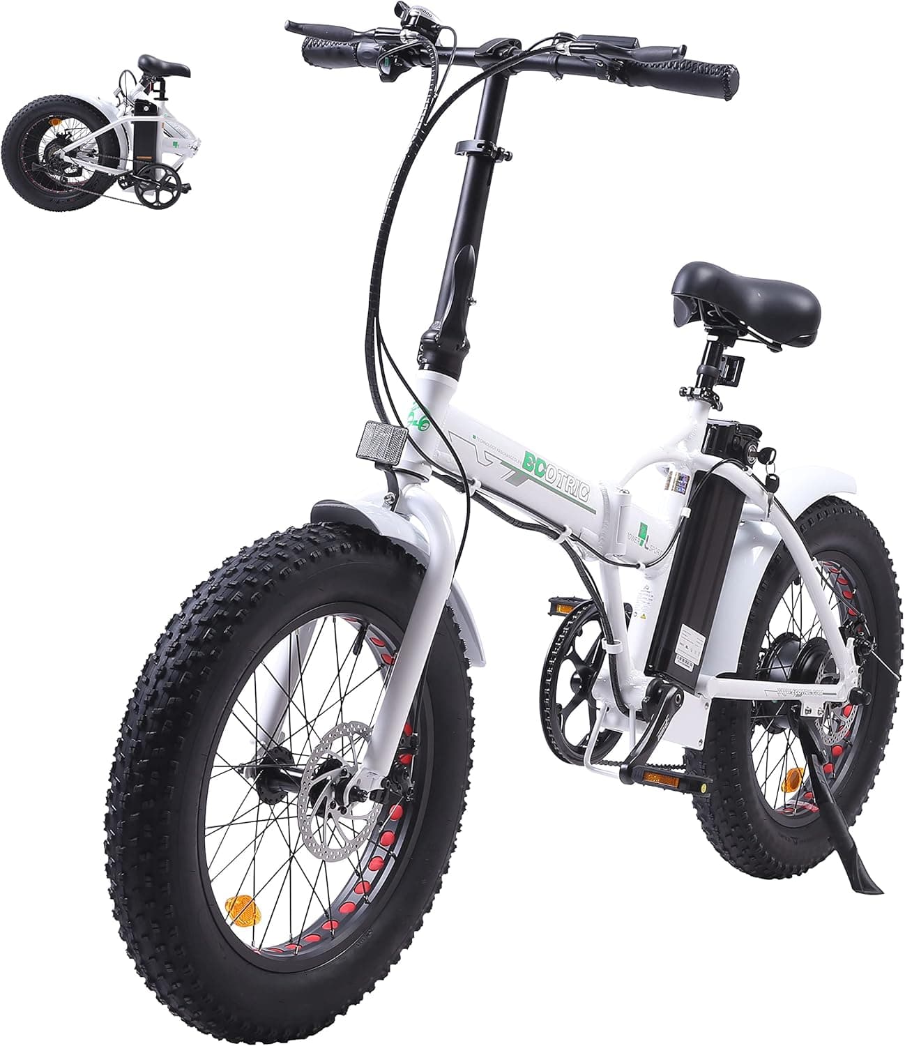 ECOTRIC Beginner Electric Bike 500W Foldaway E Bike 20" Fat Tire Offroad Folding Electric Bicycle 36V 12.5AH Removable Battery Beach Snow Mountain Bike Moped for Adults Commute E-Bike UL Certified