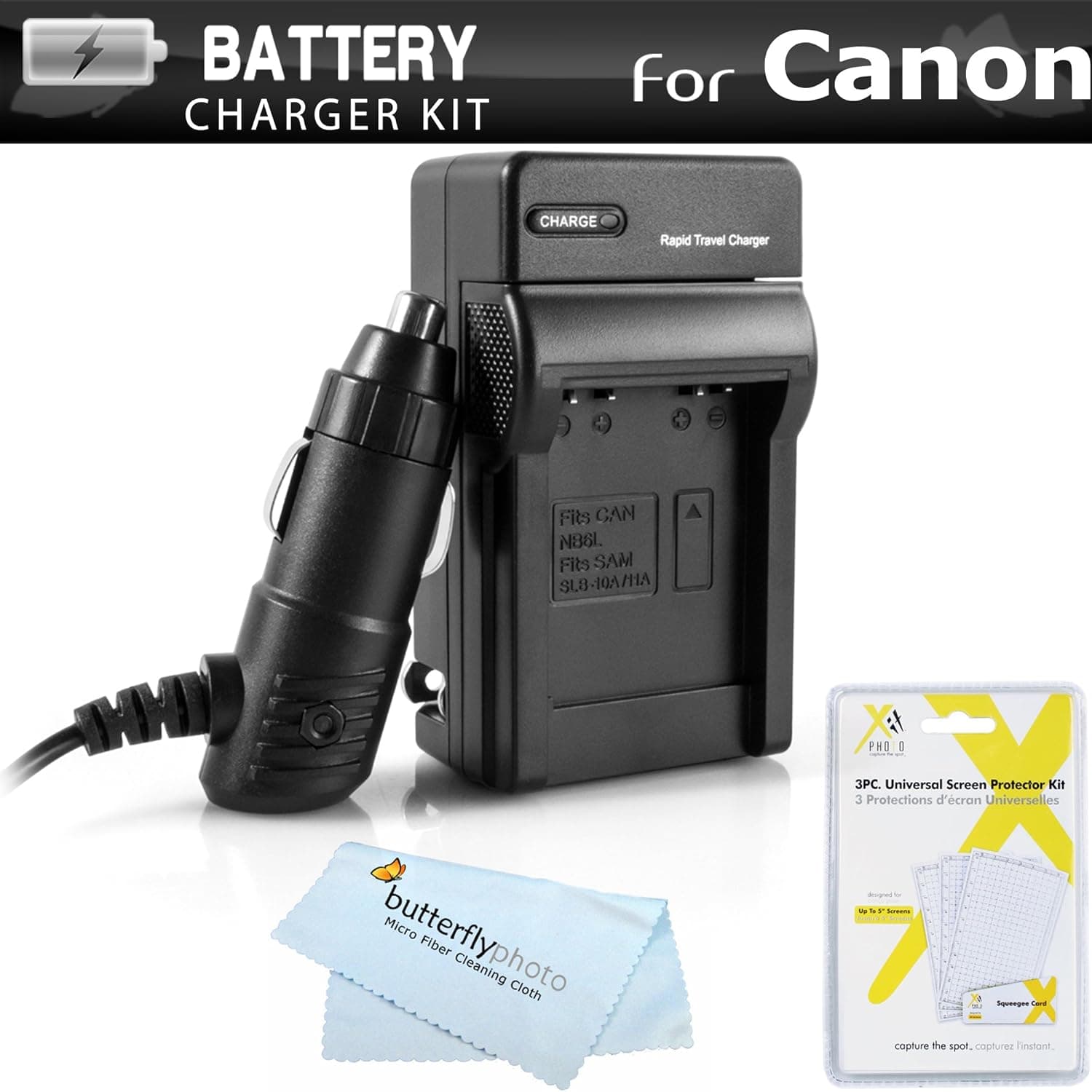 Battery Charger Kit for Canon PowerShot SX280 HS SX500 is SX510 HS SX520 HS, SX170 is, S120, SX610 HS, SX710 HS, SX530 HS, SX540 HS Camera Includes Ac/Dc Charger for Canon NB-6L Battery + More