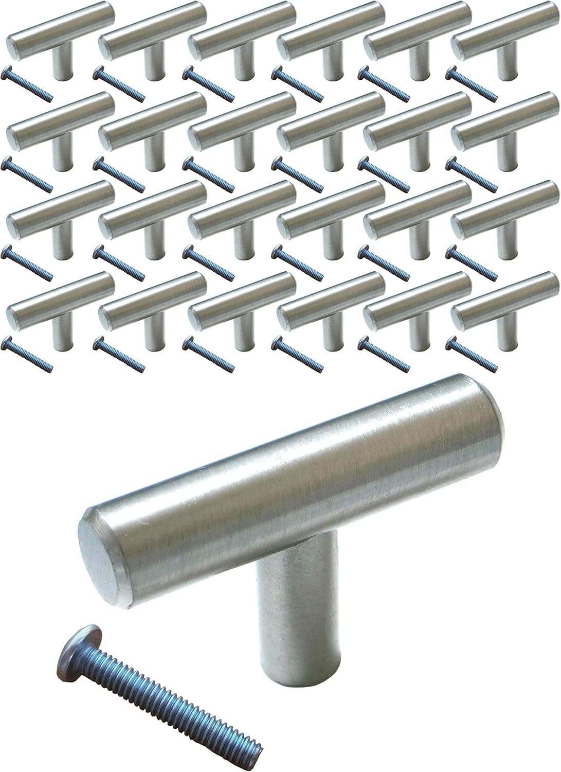 Swiss Kelly Diameter 1/2" (25 Pack, L: 2 Inch) Hardware Satin Nickel Kitchen Cabinet Handles Drawer Pulls Knobs