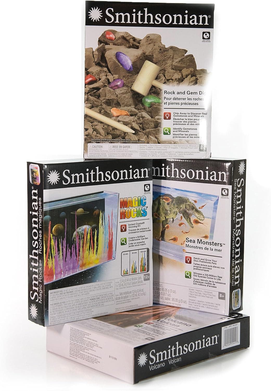 Smithsonian 4 Box Set Sea Monsters, Volcano, Rock And Gem Dig & Magic Rocks