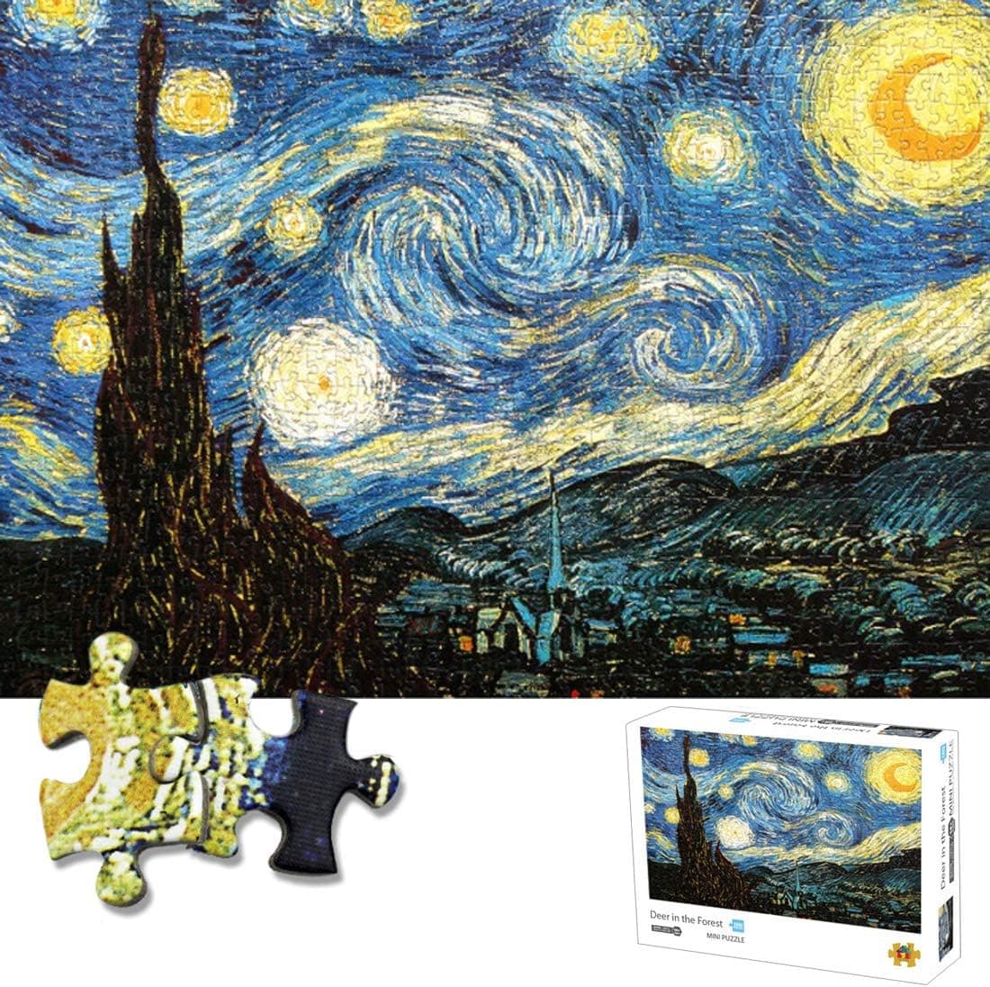 Mini 1000 Piece Puzzles Starry Night by Vincent Van Gogh Jigsaw Puzzle for Adults