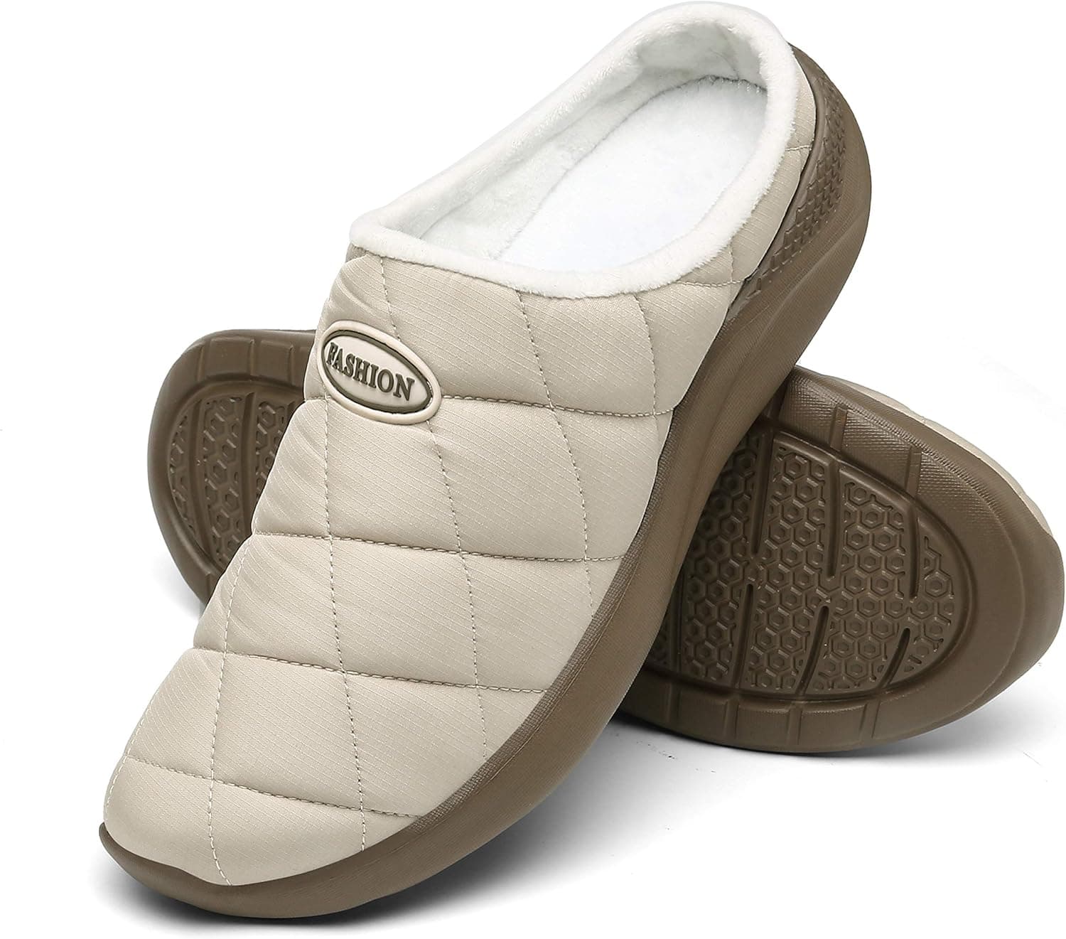 XIANV Men Women Slippers Plush Lining Slip on Indoor House Shoes Outdoor Anti-Skid Garden Loafers Shoes