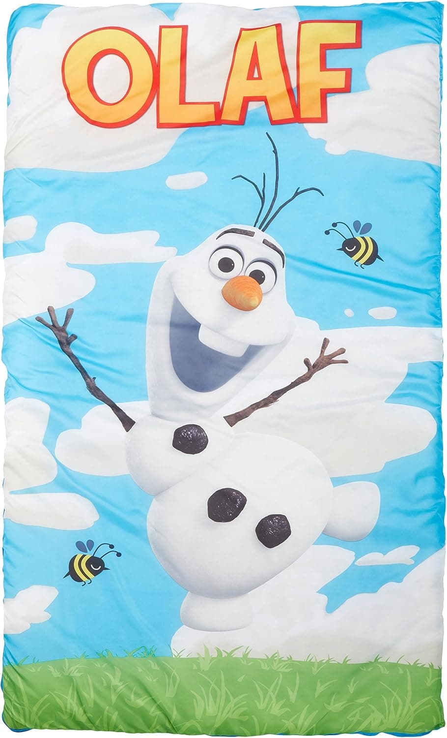 Disney Frozen Olaf Quilted Slumber Bag, Bonus Backpack with Straps, Light Blue/White