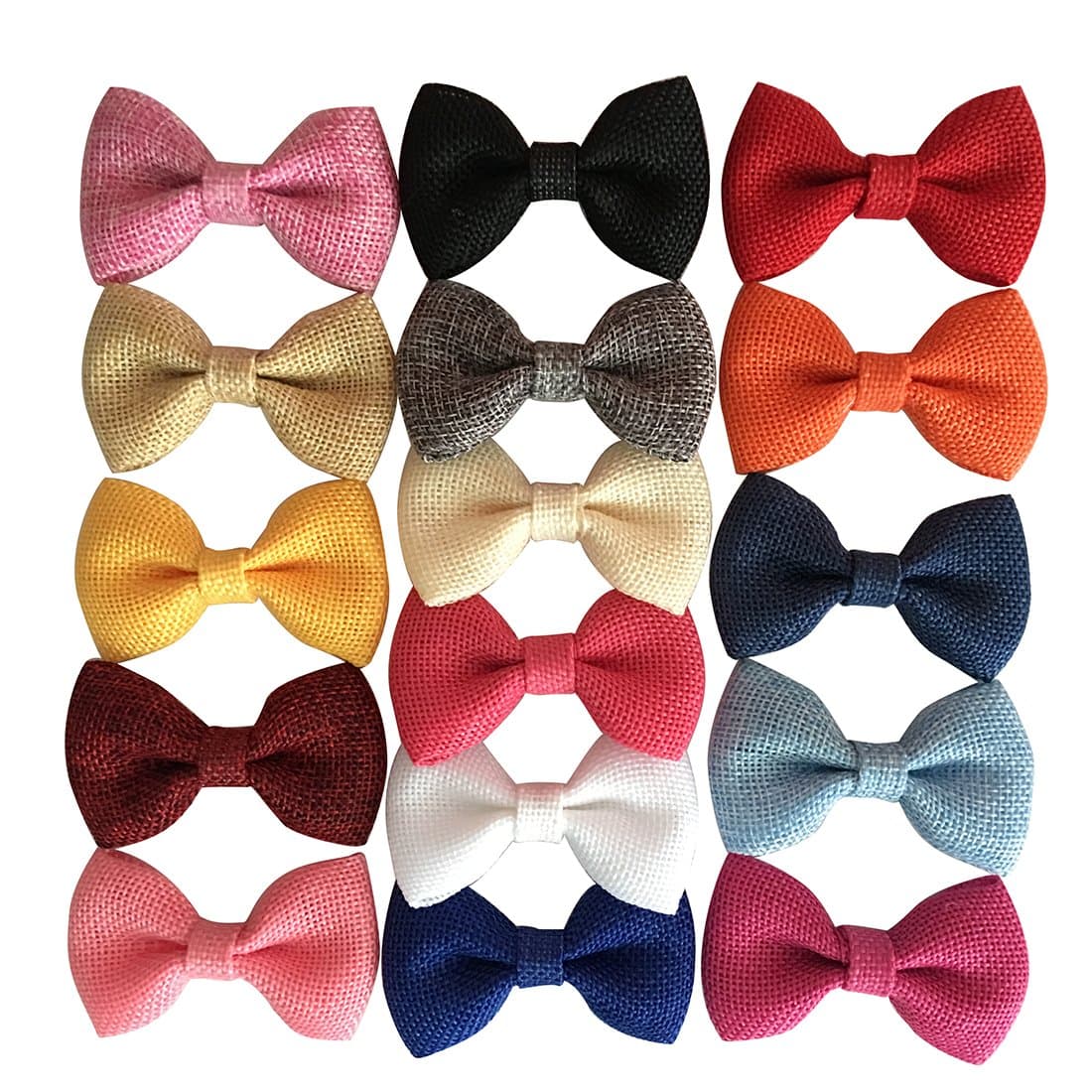 3'' Fabric Hair Bows For Clips Baby Girl's Kid's Burlap Bows For Craft Without Clips DIY Boy Bow Ties 16pcs