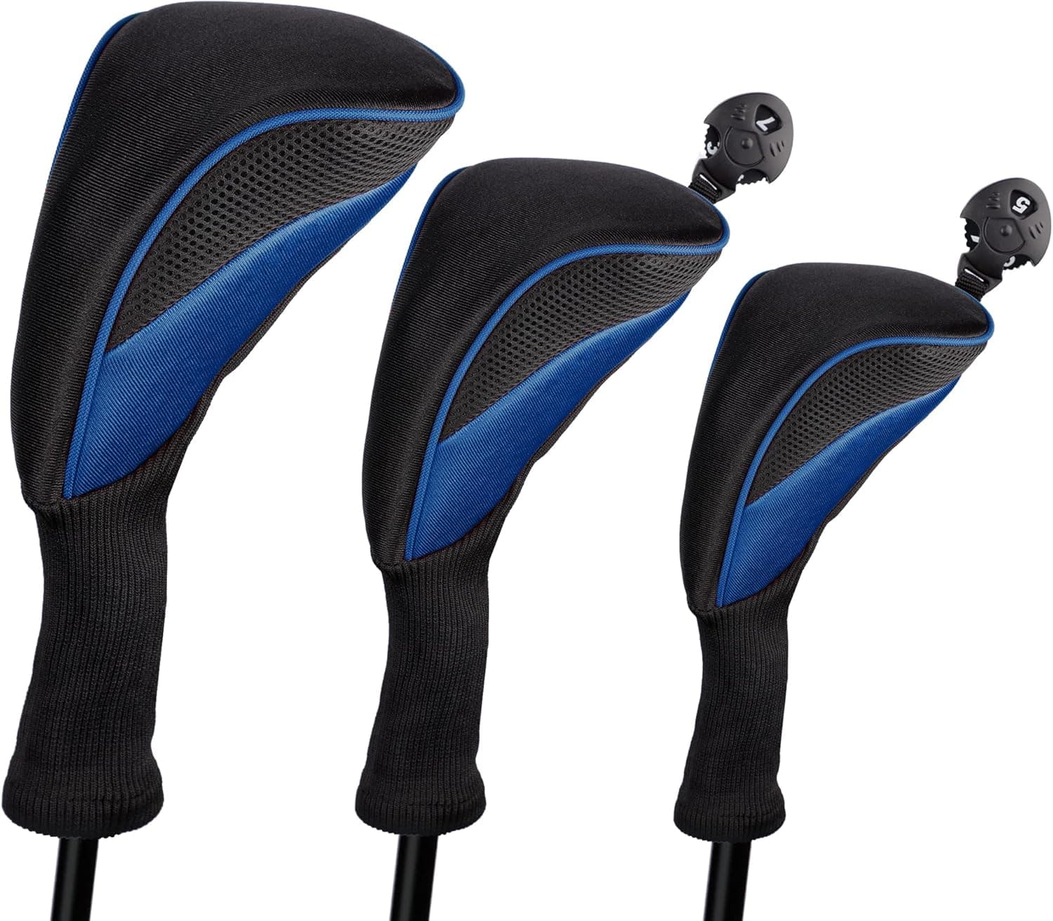 DeepRoar Golf Club Head Cover Driver for 1 3 4 5 7 X Fairway Woods Headcovers, 3Pcs Long Neck Golf Club Headcovers Set Fit Fairway and Driver Woods