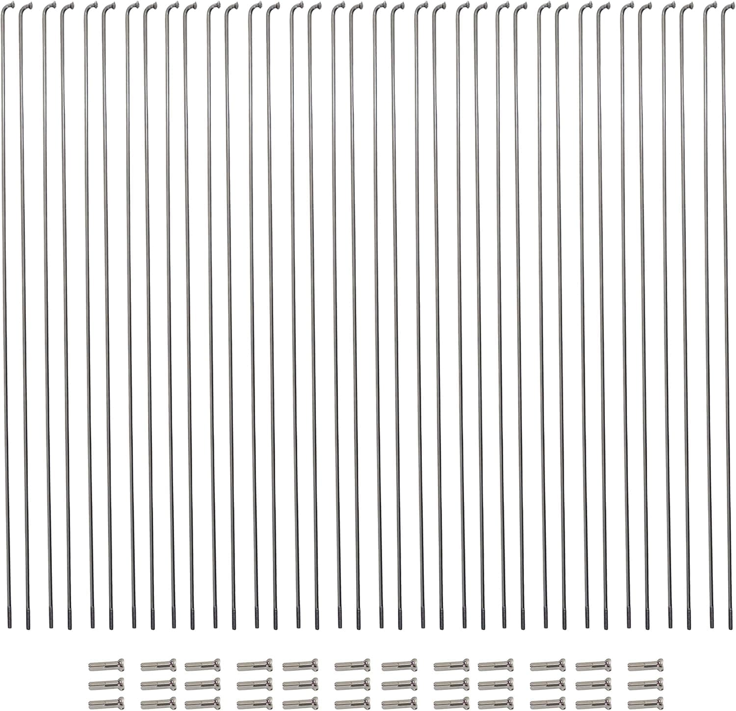 Vincita 36 Pieces 14G J Bend Bicycle Stainless Steel Spokes 254mm - 294mm with Brass Nipples for MTB Wheel Spokes, Ebike, Downhill, Trekking, City Bikes - Replacement/Repair Spokes