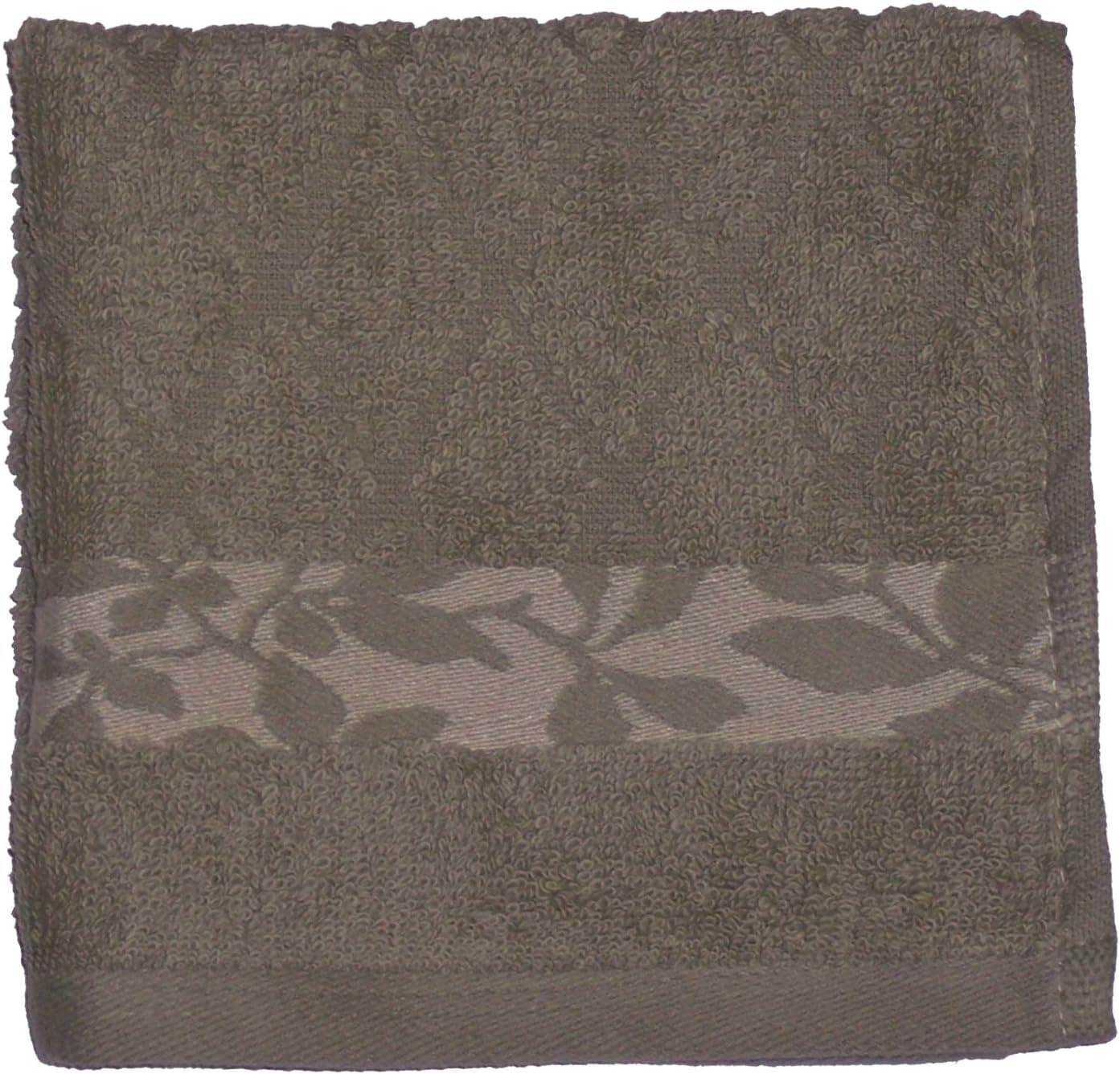 Revere Mills Waverly Jacquard Border Sculpted Body 100-Percent Ring Spun Cotton Wash Cloths, Wind/Leaves, Green Shadow