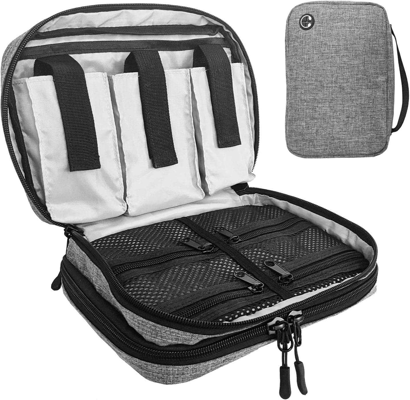 GUYTRENDz Electronics travel organizer, Cable Organizer Bag Pouch Electronic Accessories Carry Case Portable Waterproof Double Layers All-in-One Storage Bag for Cable, Cord, Charger, Phone, Earphone