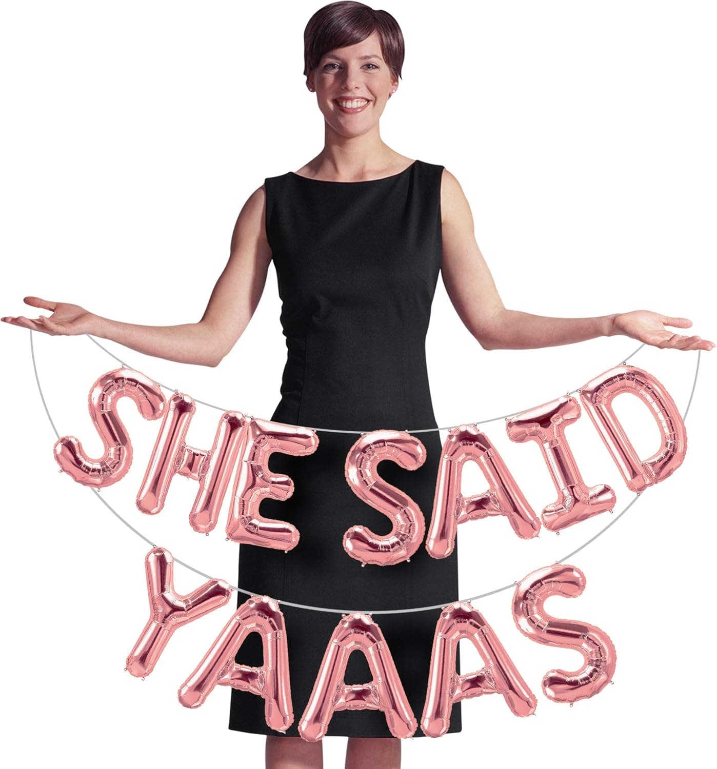 S2 Shoppe SHE Said Yaaas Bachelorette Party Balloons Banner, 16 inch Bridal Shower Decoration Balloons, Engagement and Hen Party Supplies and Favors (Pink)