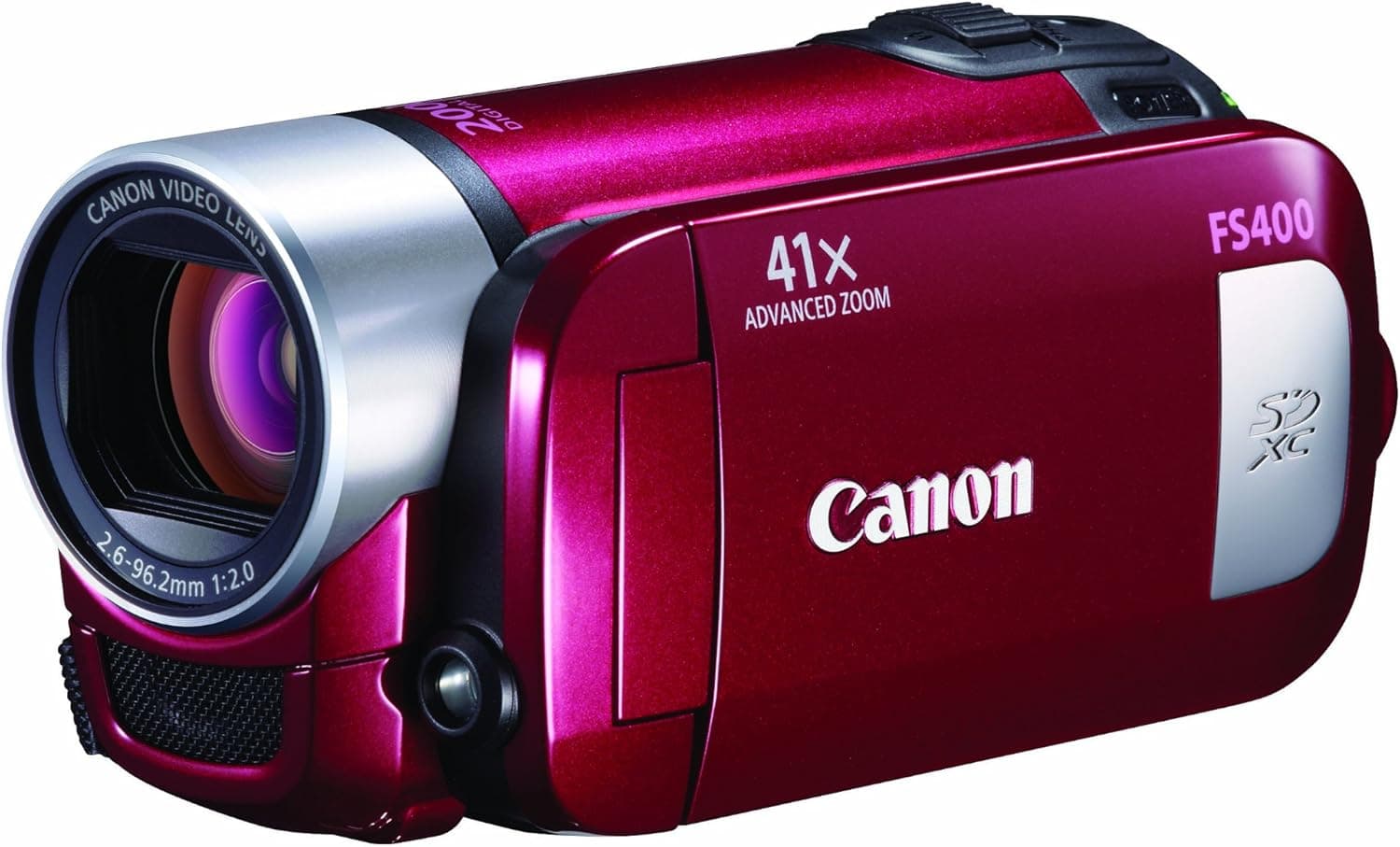 Canon FS400 Flash Memory Camcorder with 41x Advanced Zoom and SDXC Card Slot (Red)