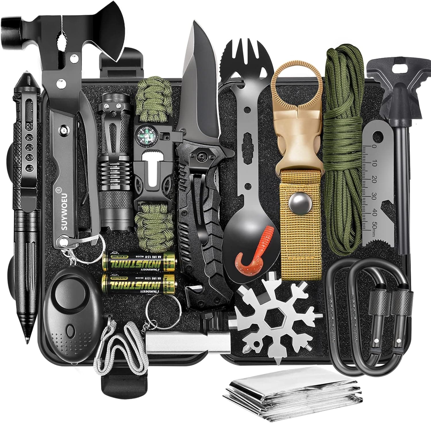 Gifts for Men Dad Husband Fathers Day, Survival Gear and Equipment kit 21 in 1, Professional Cool Gadgets Stuff Tactical Tool, Gift Ideas for Him Teenage Boy Emergency Hunting Outdoors Camping Hiking
