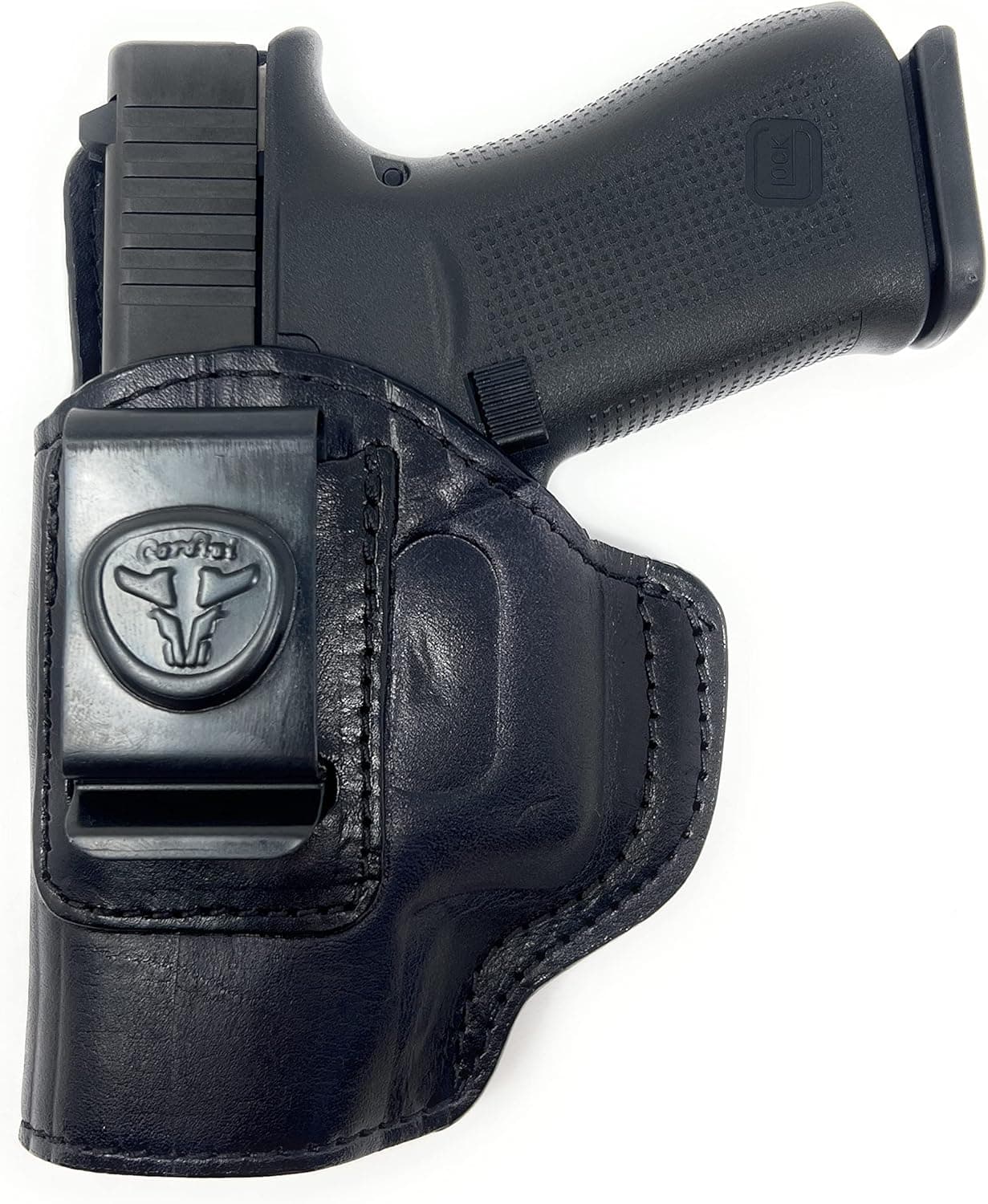 Cardini Leather, Inside The Waistband Leather Gun Holster for Glock 43, Taurus G2C Holster, PT111, PT140, Open and Conceal Carry Gun Holsters for Hip, Appendix, Back