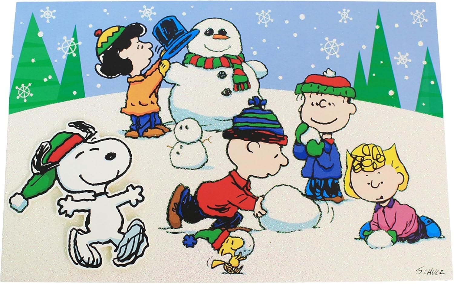Hallmark Peanuts Build A Snowman Christmas Greeting Cards