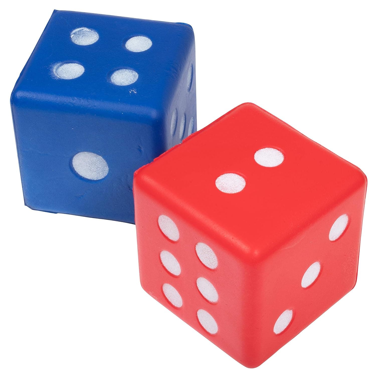 LEARNING ADVANTAGE Jumbo Foam Dice - Set of 2 Dot Dice - 3.25" - Red and Blue 6-Sided Dice - Teach Early Math Skills - Novelty Dice for Games