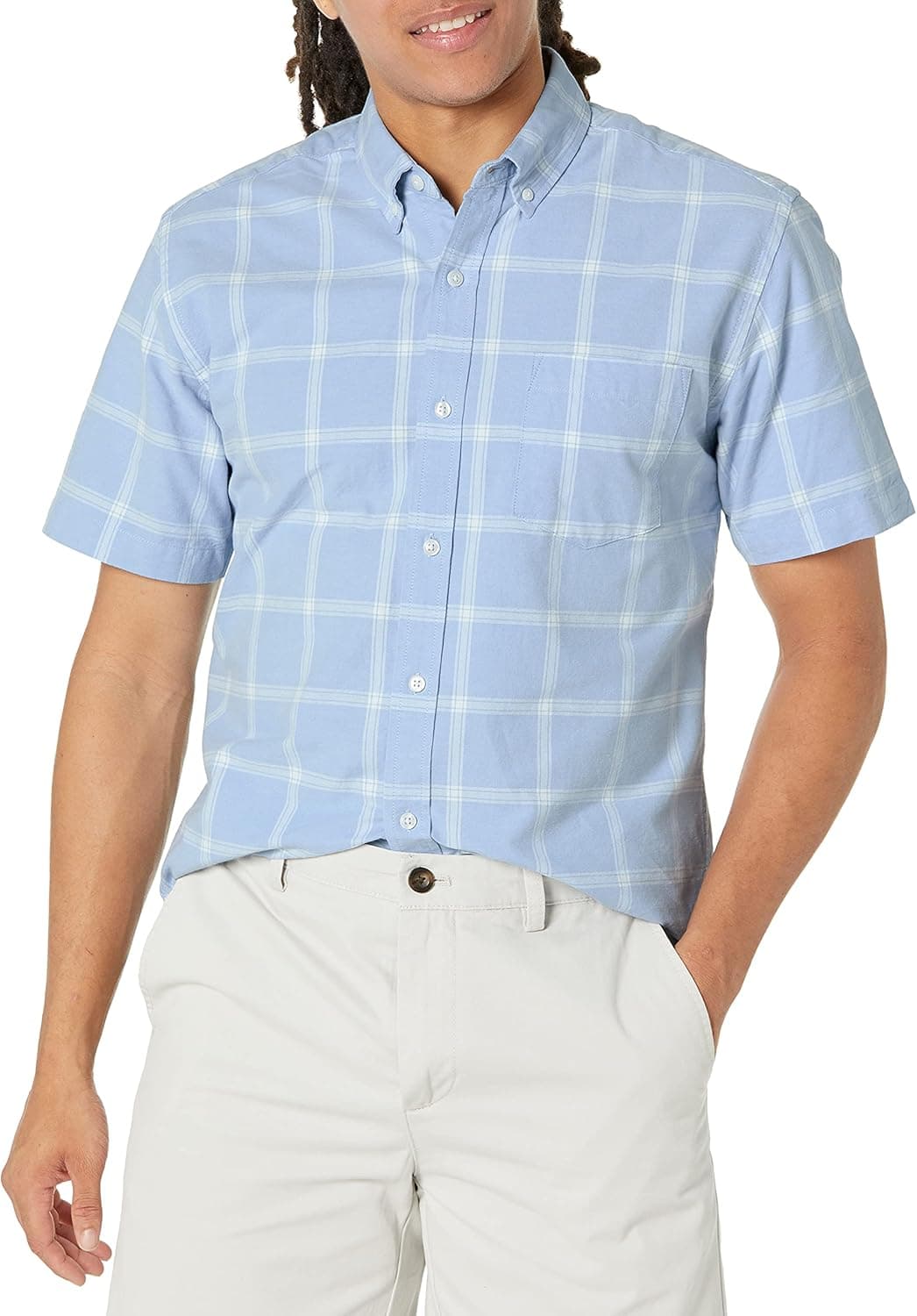 Amazon Essentials Men's Regular-Fit Short-Sleeve Pocket Oxford Shirt