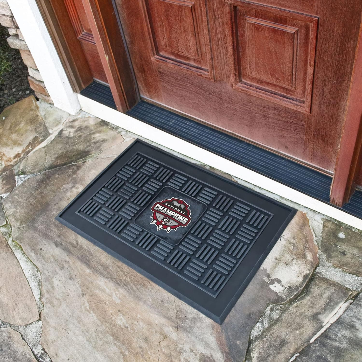 FANMATS Georgia Bulldogs 2021-22 National Champions Heavy Duty Door Mat - 19.5in. x 31in. Black