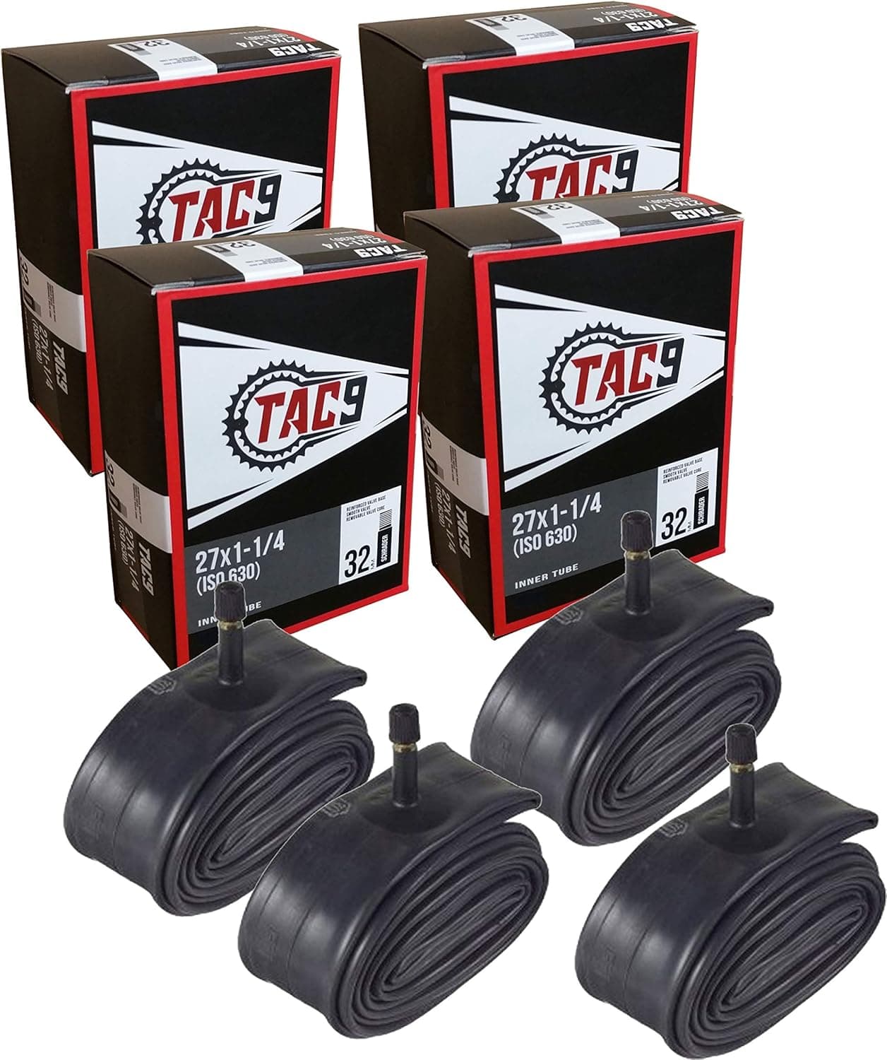 TAC-9 Bicycle Tubes, 27 x 1-1/4" Regular Schrader Valve