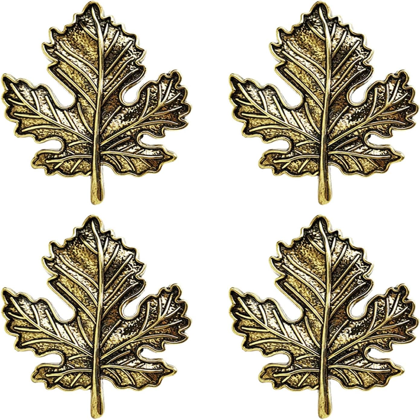 STMK Set of 4 Maple Leaf Napkin Rings, Fall Napkin Rings, Vintage Alloy Napkin Holder for Fall Thanksgiving Day Fall Theme Party Autumn Table Decoration (4)