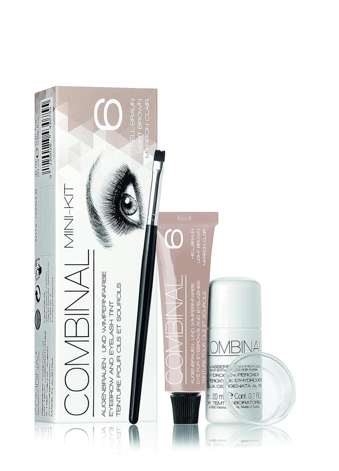 Combinal Professional Tint Kit: Light-Brown Cream Hair Dye, 5% Developer, Tinting Brush, Glass Mixing Dish from Austria