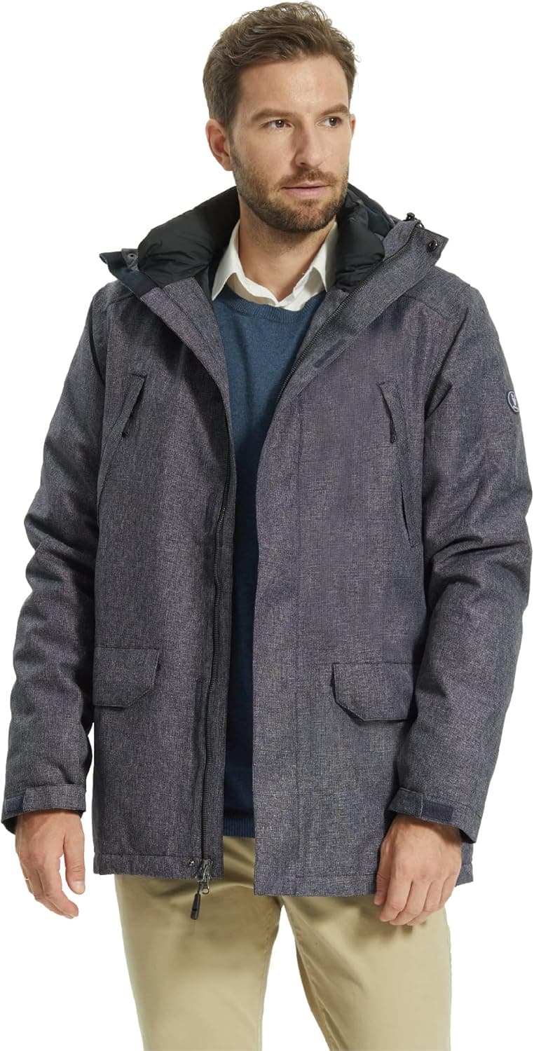 ALPHA CAMP Men's Winter Coat Long Winter Jacket Waterproof Ski Snow Jacket Windproof Puffer Jacket with Hood