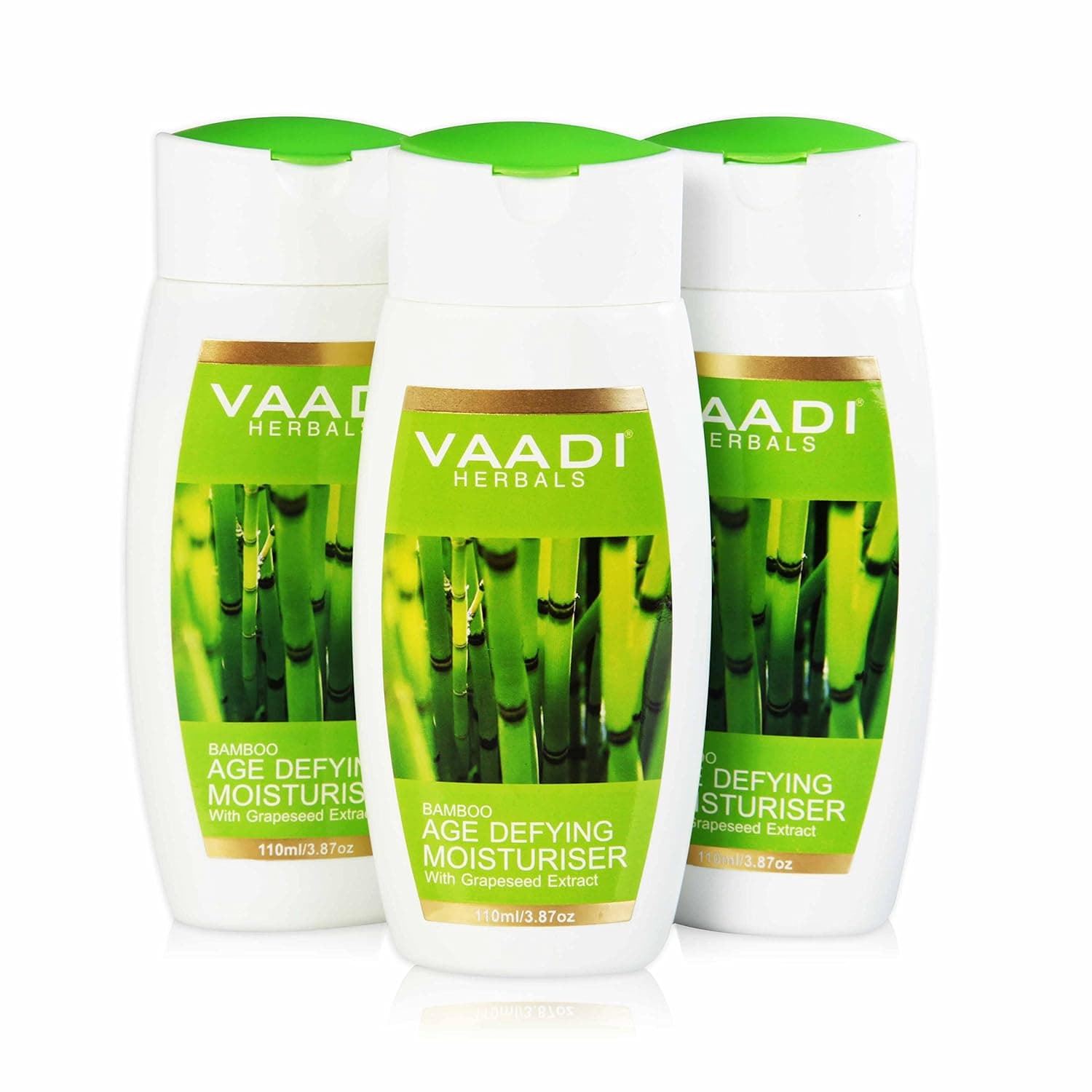 Bamboo Age Defying Moisturiser with Grapeseed Extract - Herbal Moisturizer - Promote the Production of Collagen - Keeping the Skin Firm and Delaying Wrinkles - Suitable for All Skin Types - 11.2 Ounces (330 Ml) - Vaadi Herbals-3 pack